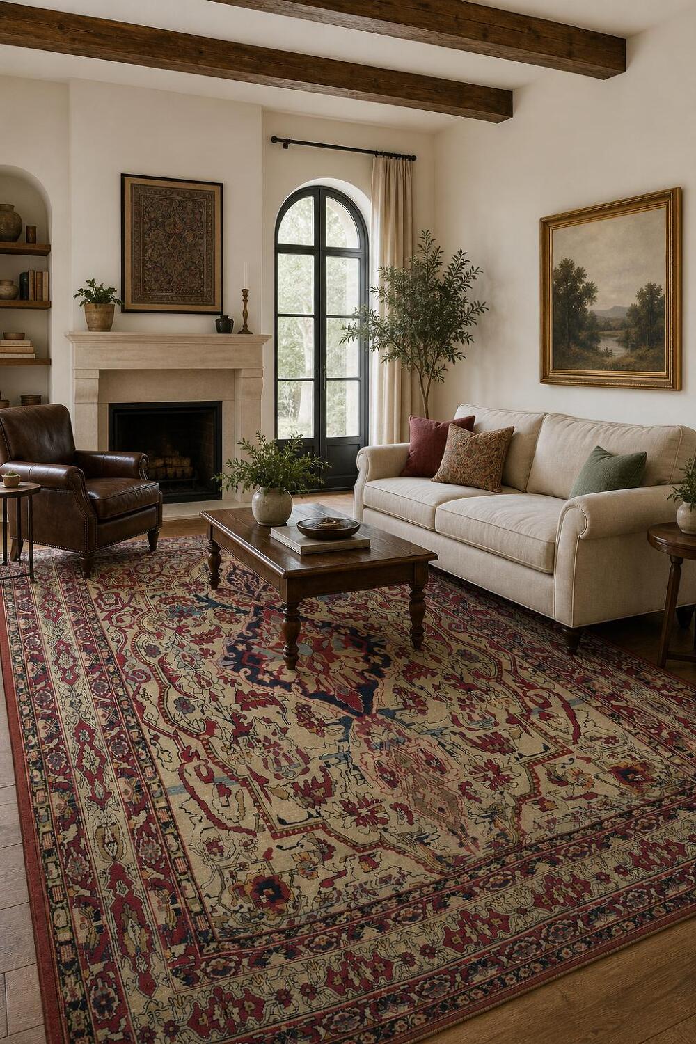 Pre-1900 Vegetable Dye Kerman Ravar Persian Area Rug 7x9