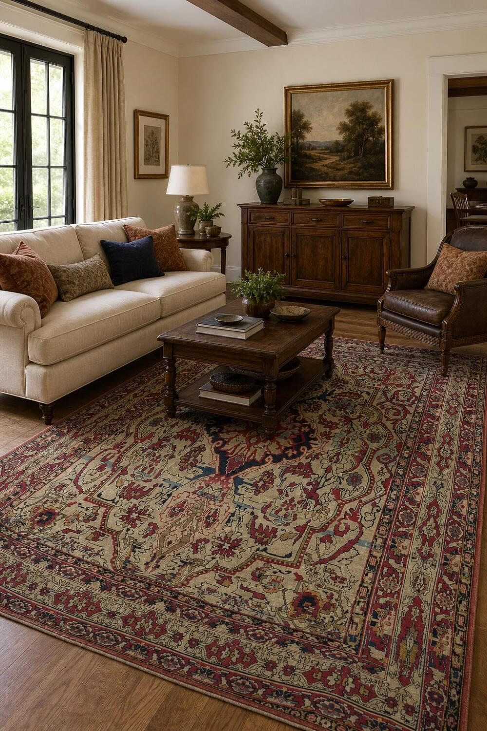 Pre-1900 Vegetable Dye Kerman Ravar Persian Area Rug 7x9