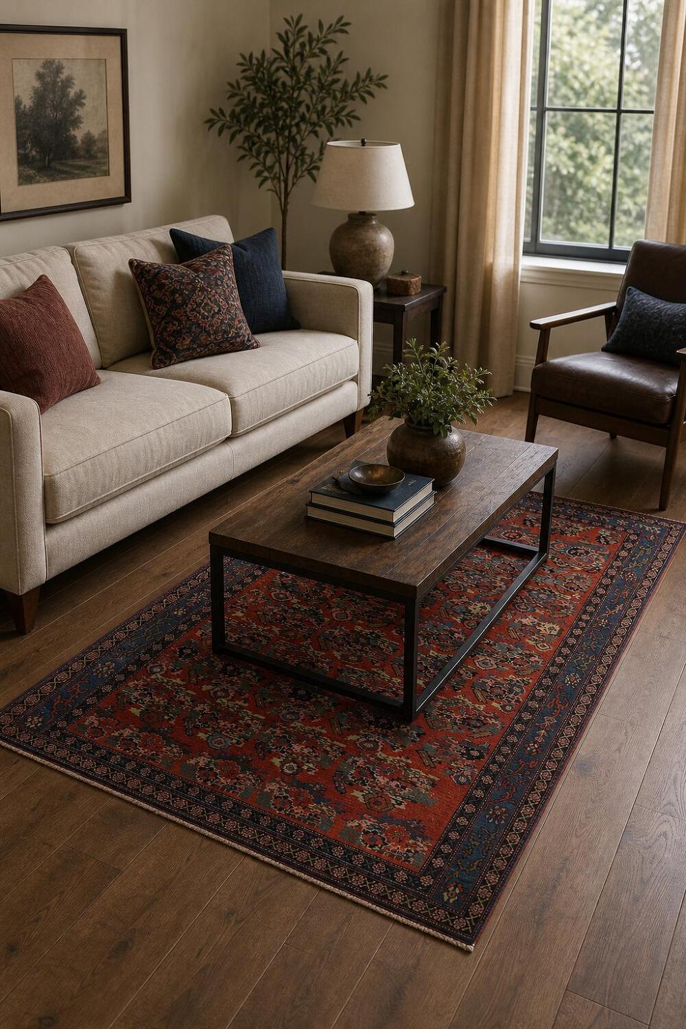 Vegetable Dye Wool Orange Bidjar Persian Rug 5x7