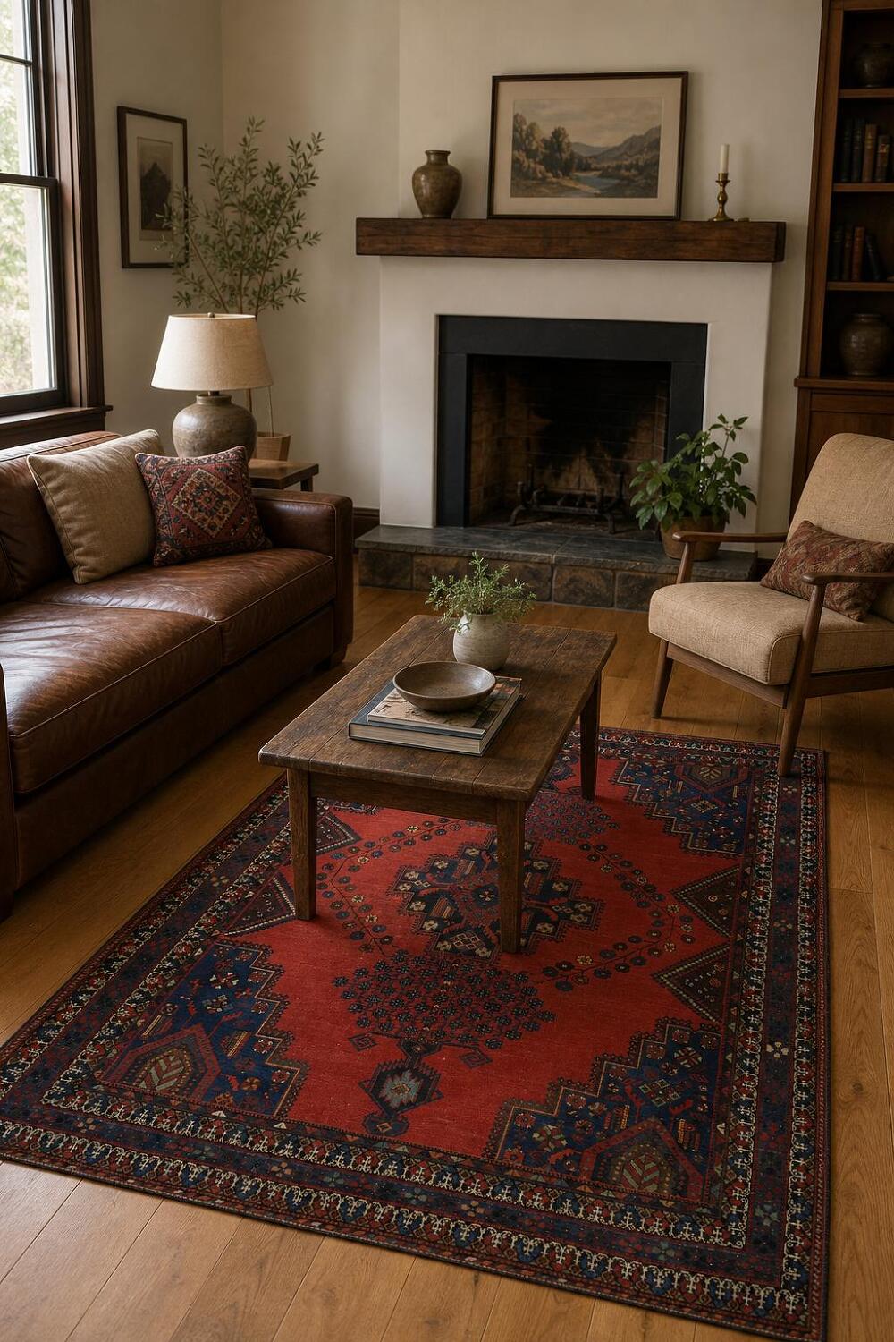 Vegetable Dye Orange Afshar Persian Rug 5x6