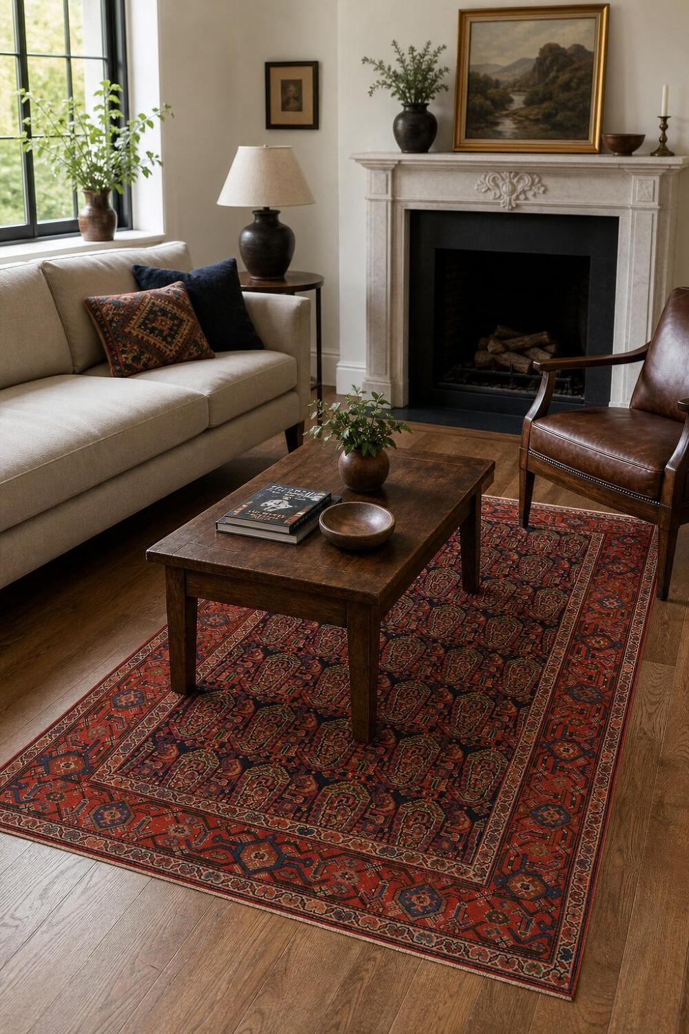 Antique Vegetable Dye Senneh Persian Rug 5x7