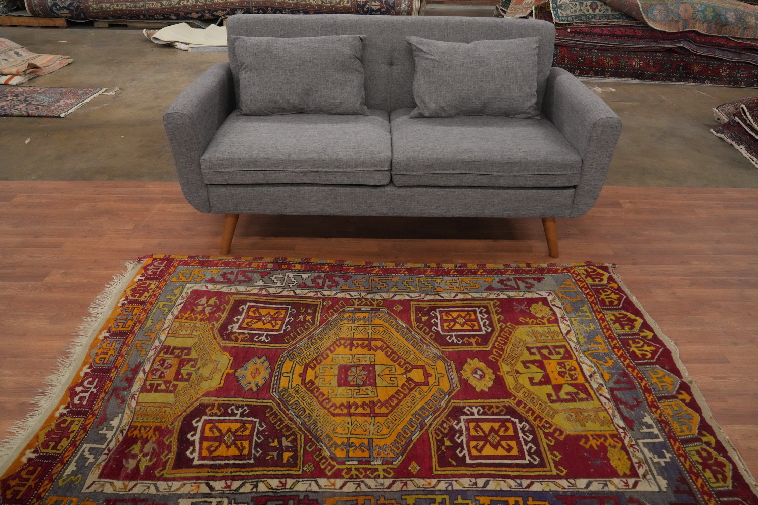 Antique Geometric Anatolian Turkish Rug 4x6