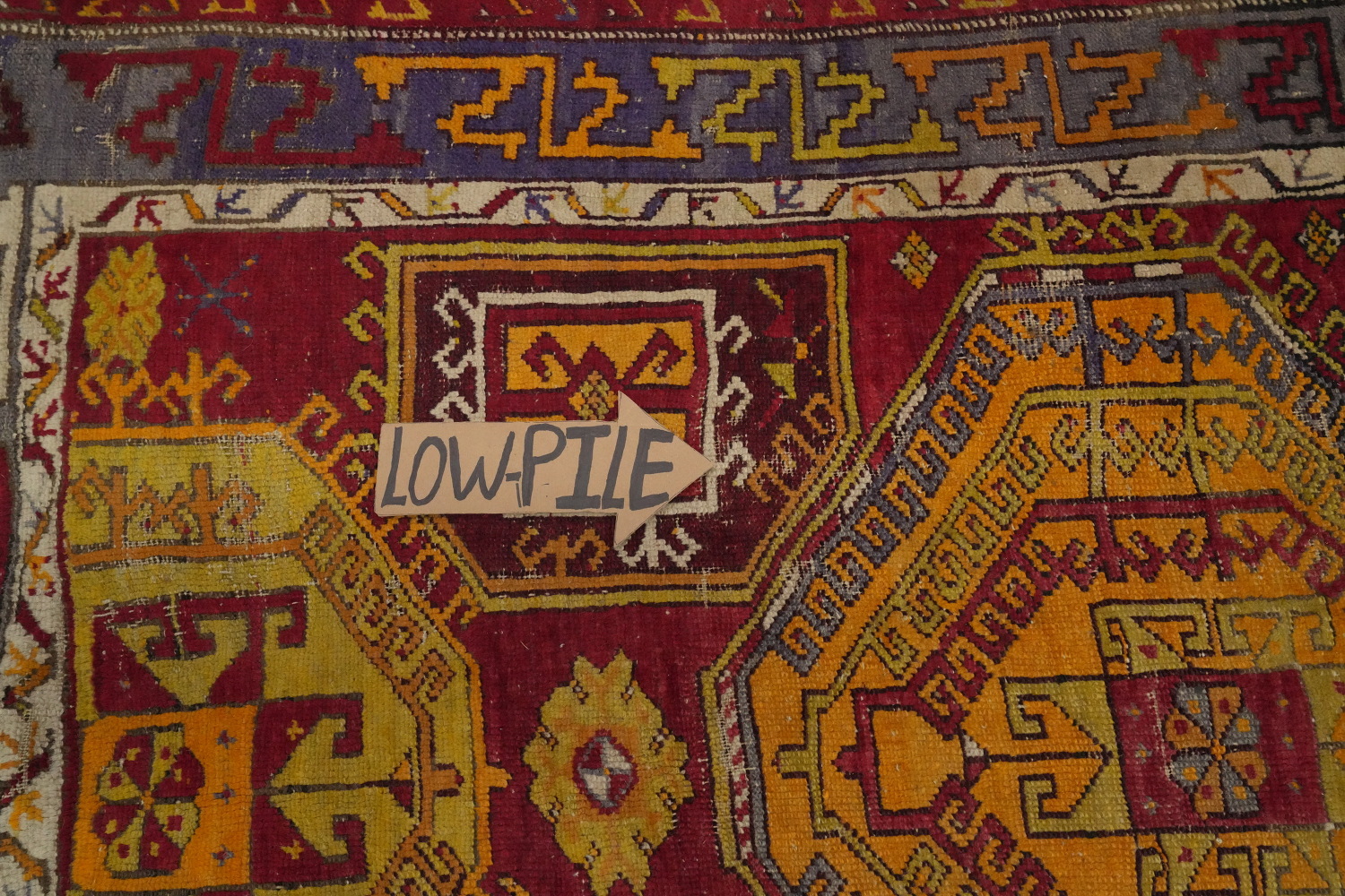Antique Geometric Anatolian Turkish Rug 4x6