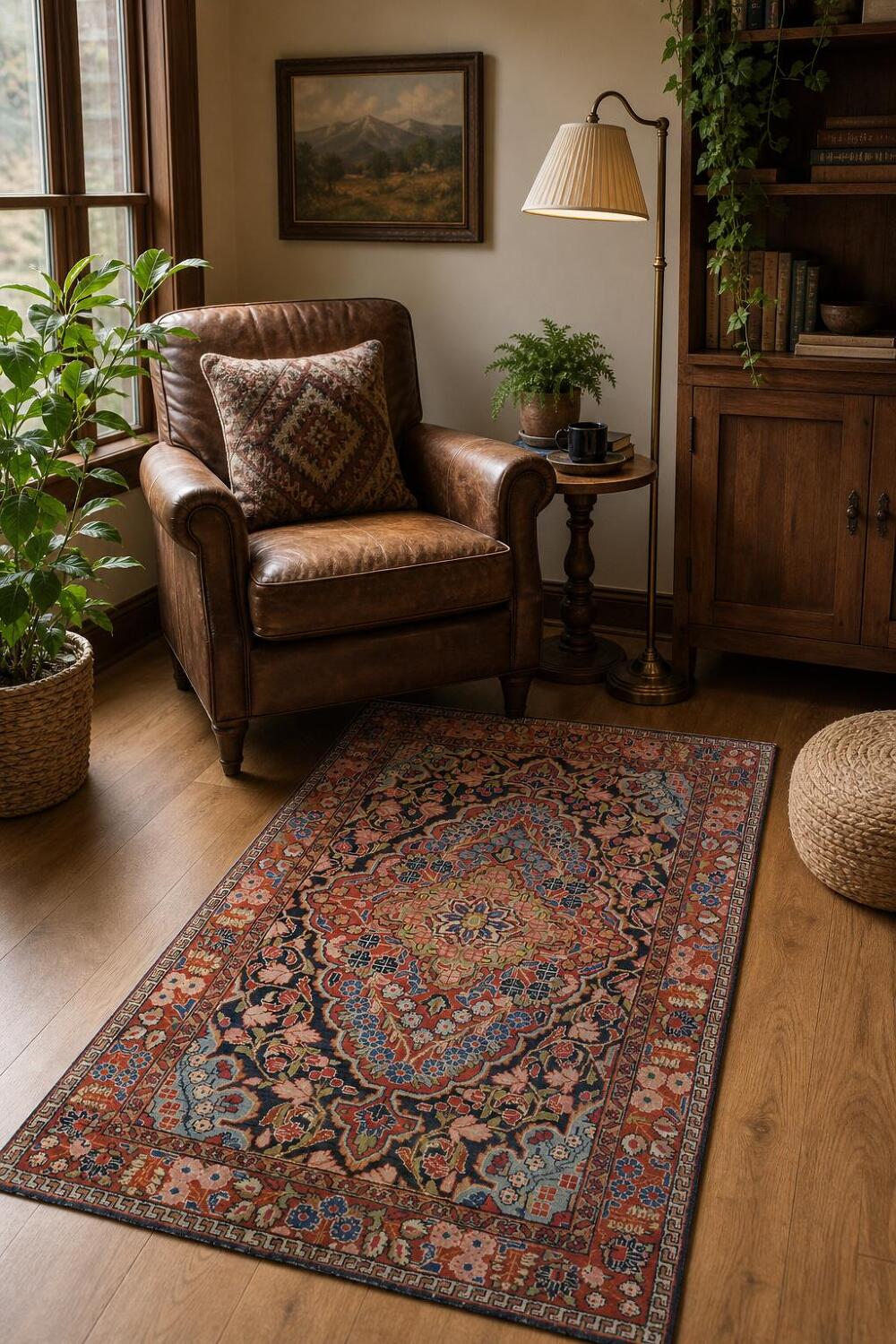 Vegetable Dye Wool Mahal Persian Rug 4x7