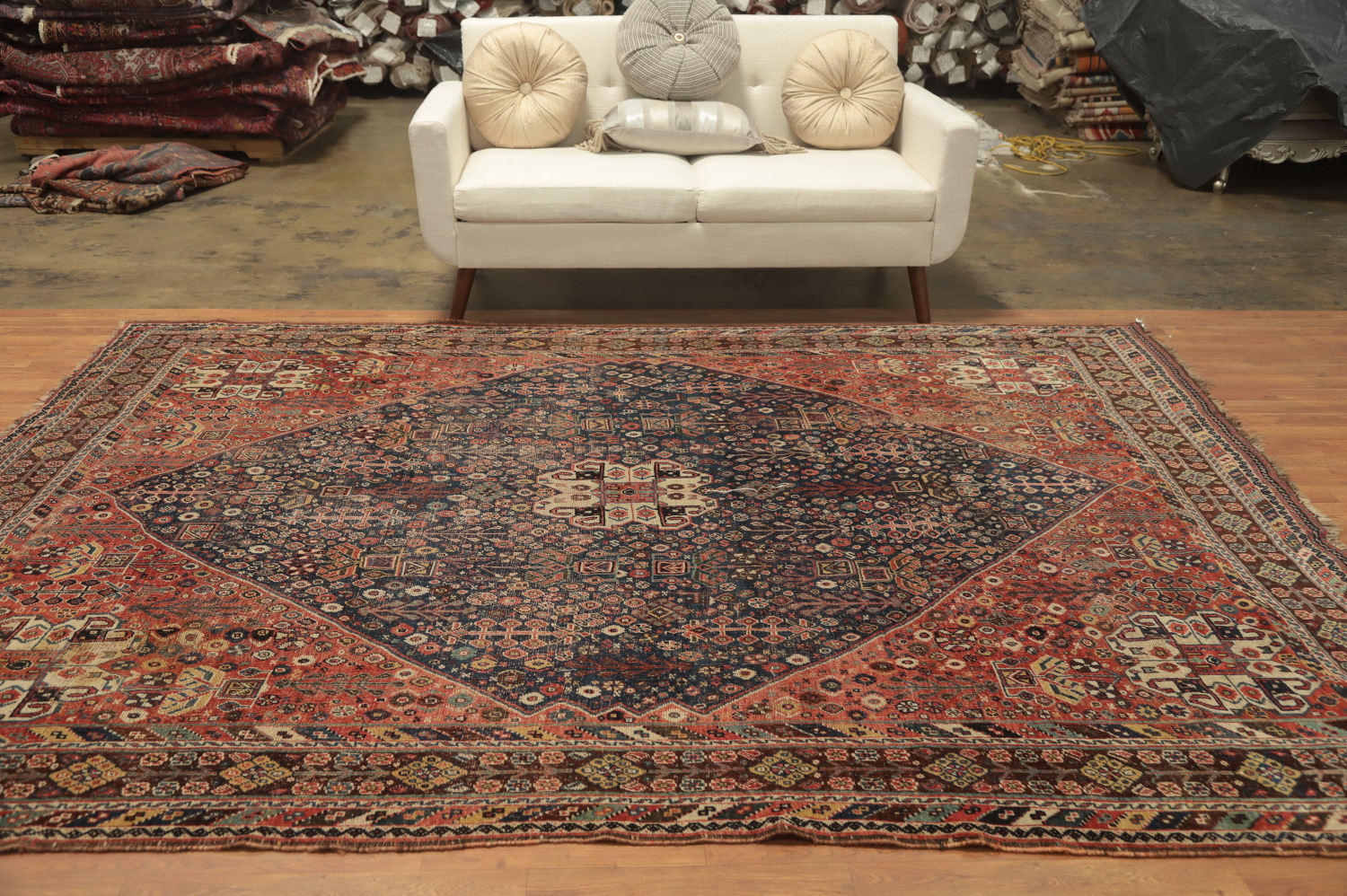 Pre-1900 Vegetable Dye Qashqai Persian Area Rug 7x10