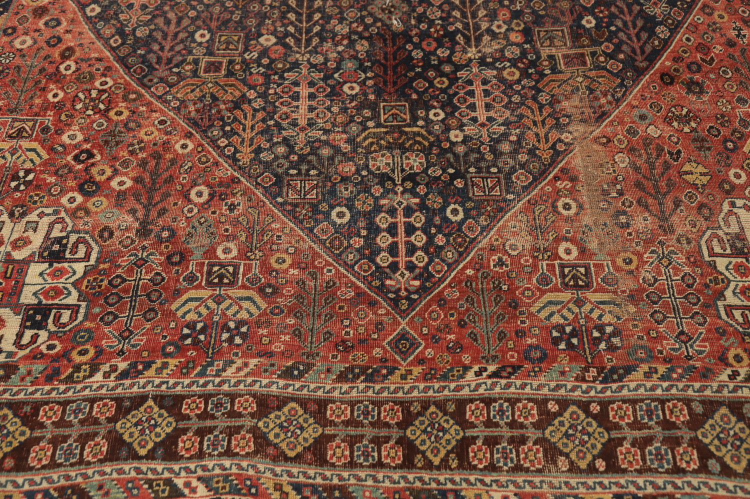 Pre-1900 Vegetable Dye Qashqai Persian Area Rug 7x10