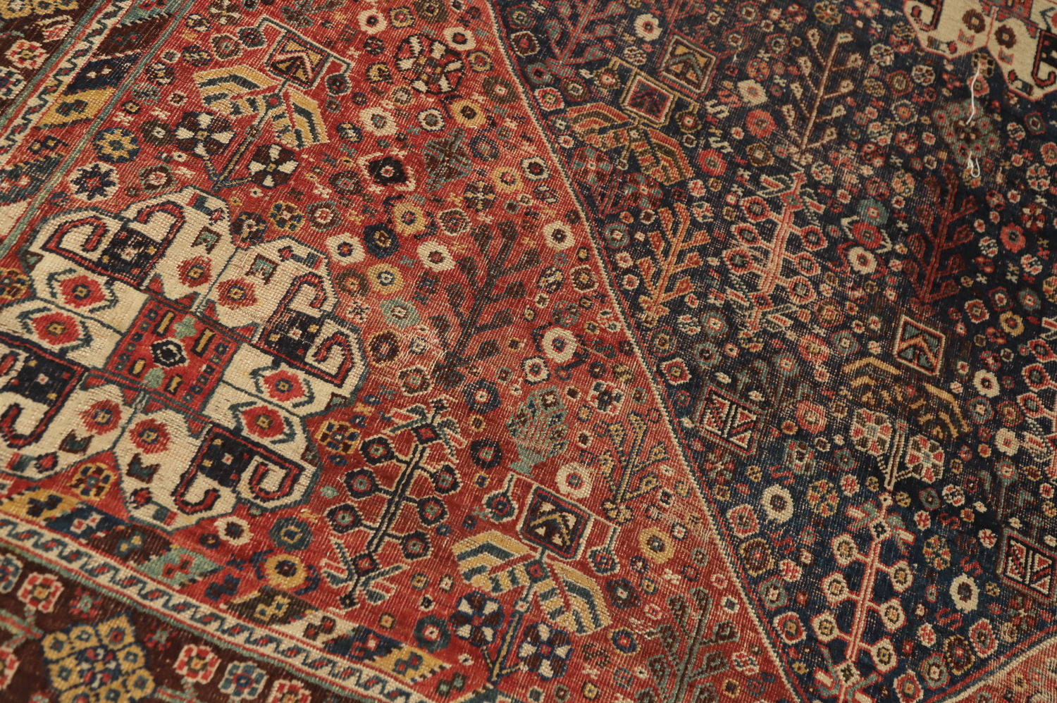 Pre-1900 Vegetable Dye Qashqai Persian Area Rug 7x10