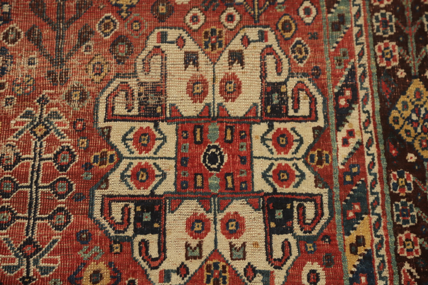 Pre-1900 Vegetable Dye Qashqai Persian Area Rug 7x10