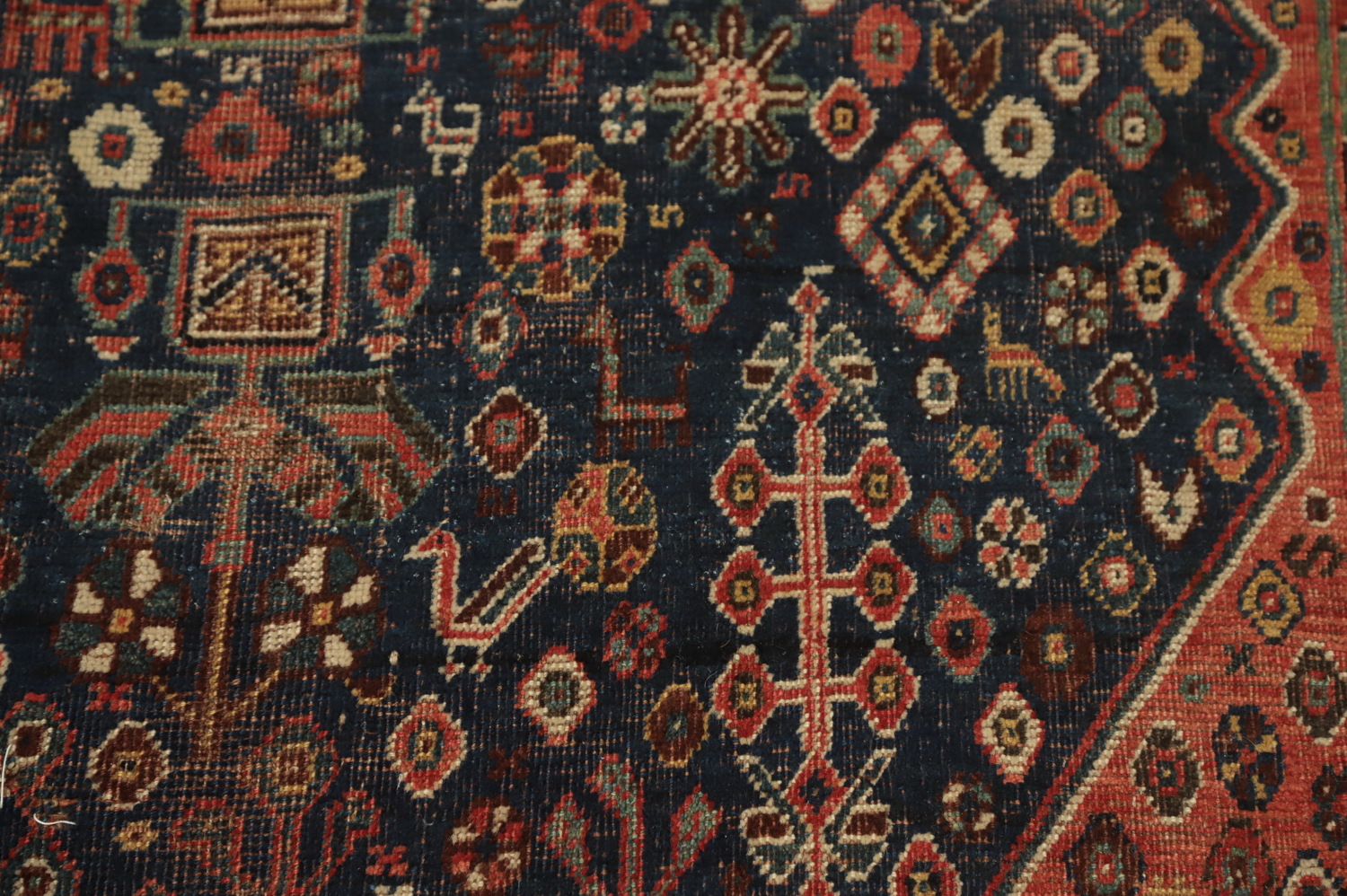 Pre-1900 Vegetable Dye Qashqai Persian Area Rug 7x10