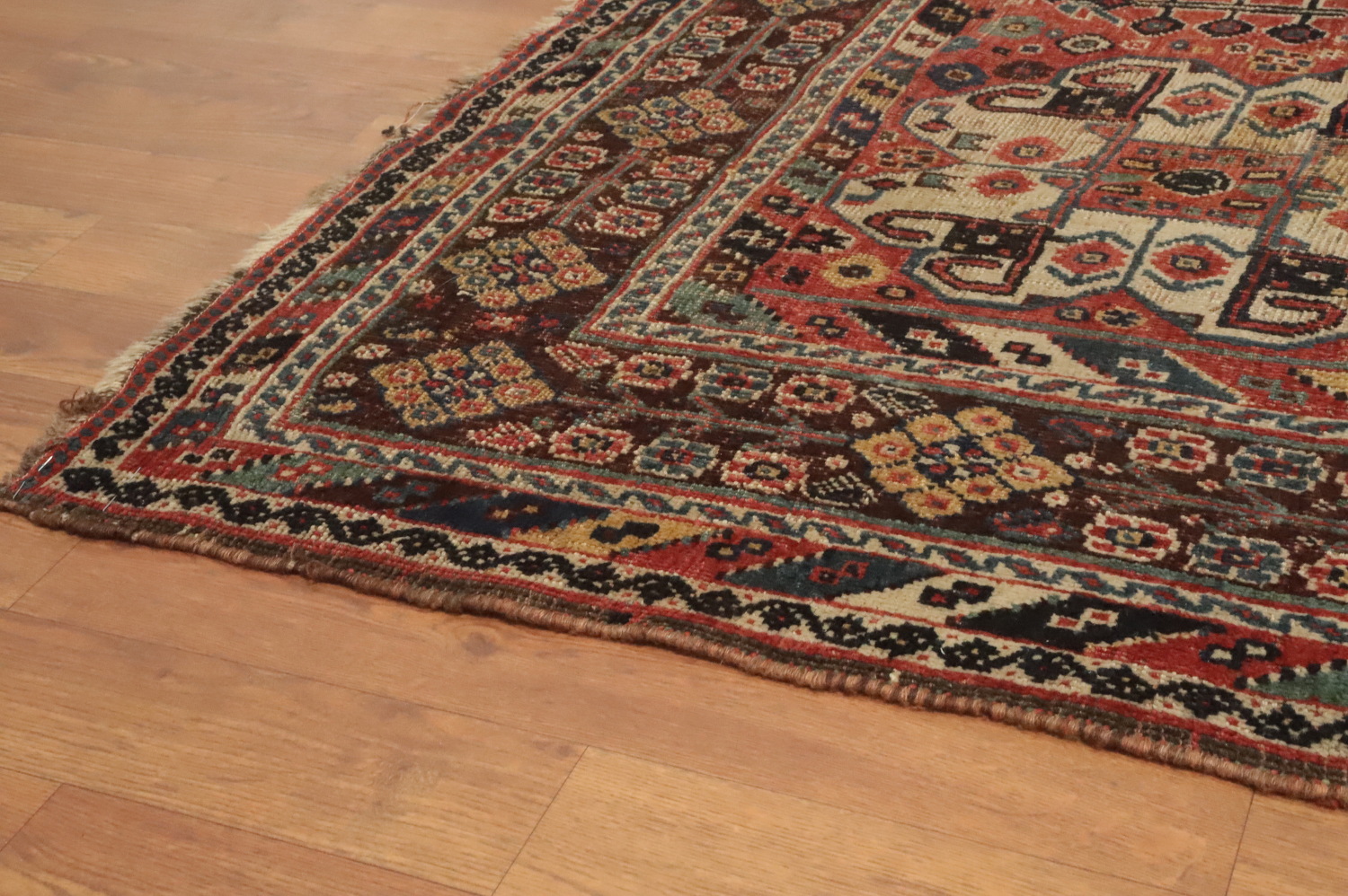 Pre-1900 Vegetable Dye Qashqai Persian Area Rug 7x10