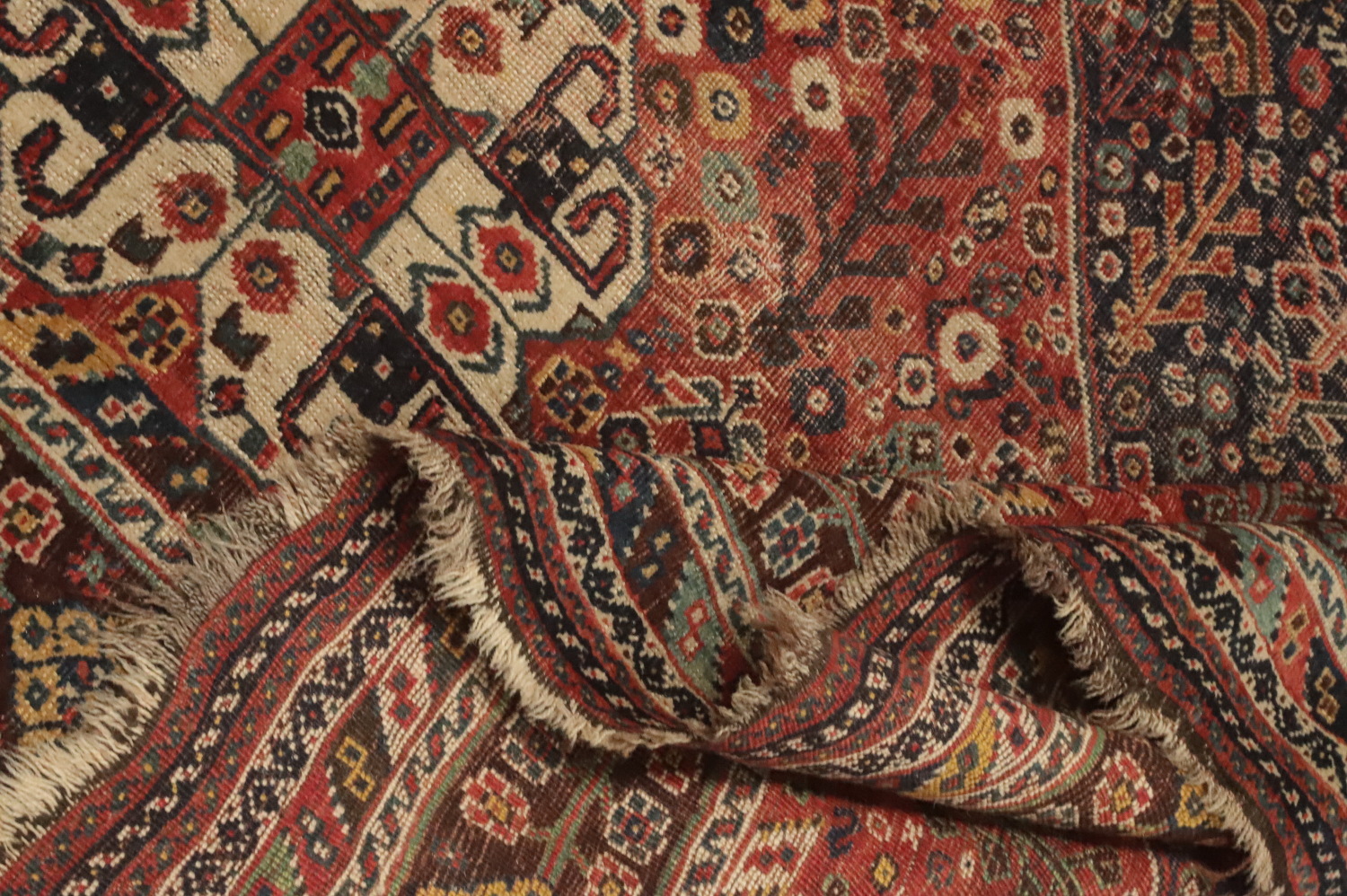 Pre-1900 Vegetable Dye Qashqai Persian Area Rug 7x10