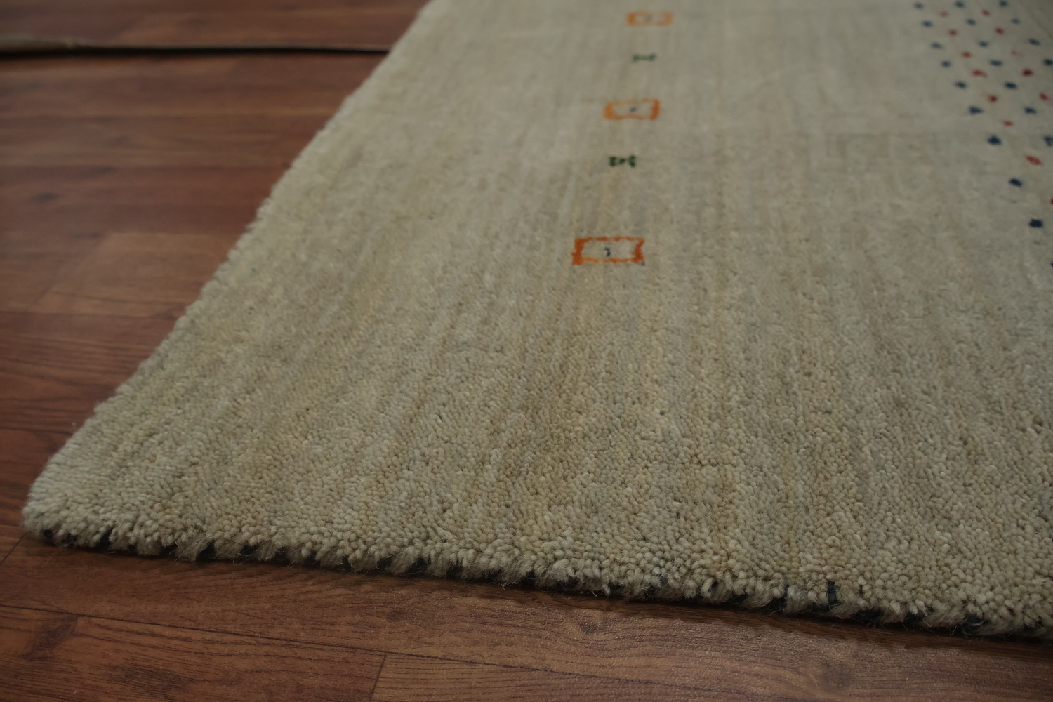 Soft Gabbeh Square Area Rug 8x8 with Delicate Tribal Patterns