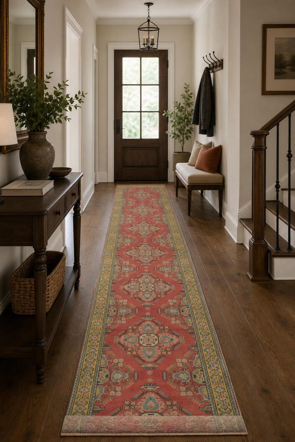 Geometric Wool Tabriz Persian Runner Rug 3x16