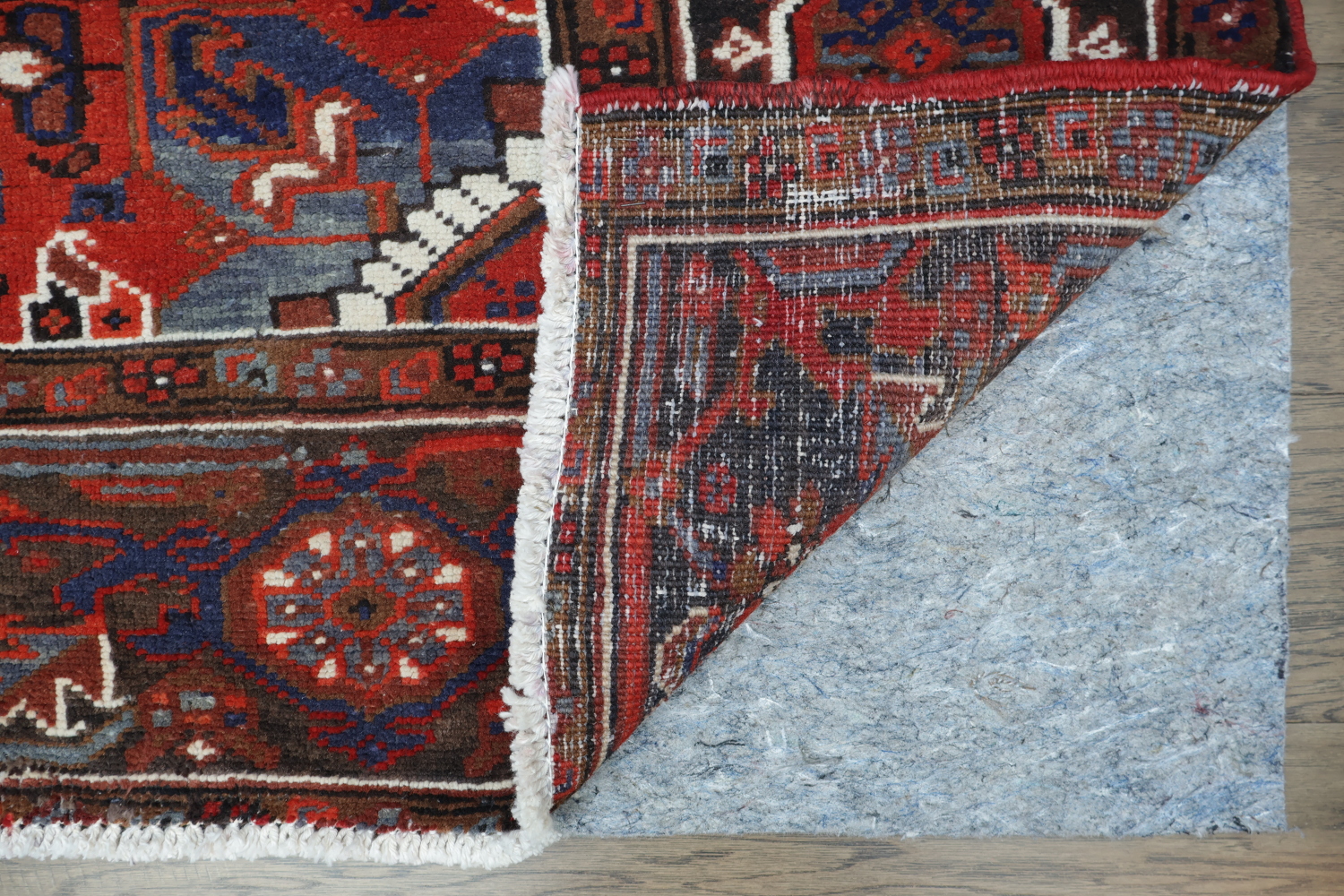 Vegetable Dye Geometric Red and Ivory Heriz Persian Area Rug 10x12