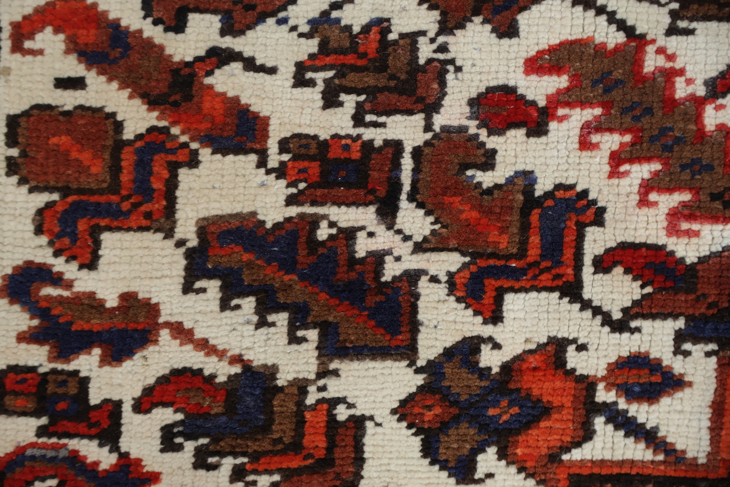 Vegetable Dye Geometric Red and Ivory Heriz Persian Area Rug 10x12