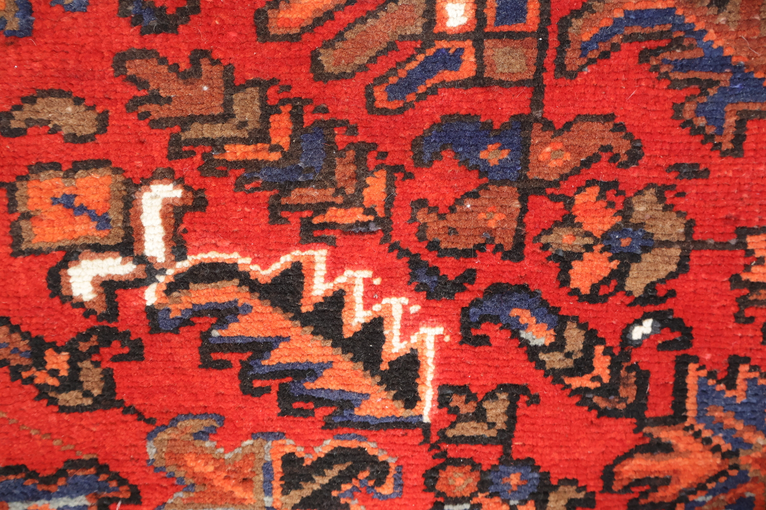 Vegetable Dye Geometric Red and Ivory Heriz Persian Area Rug 10x12