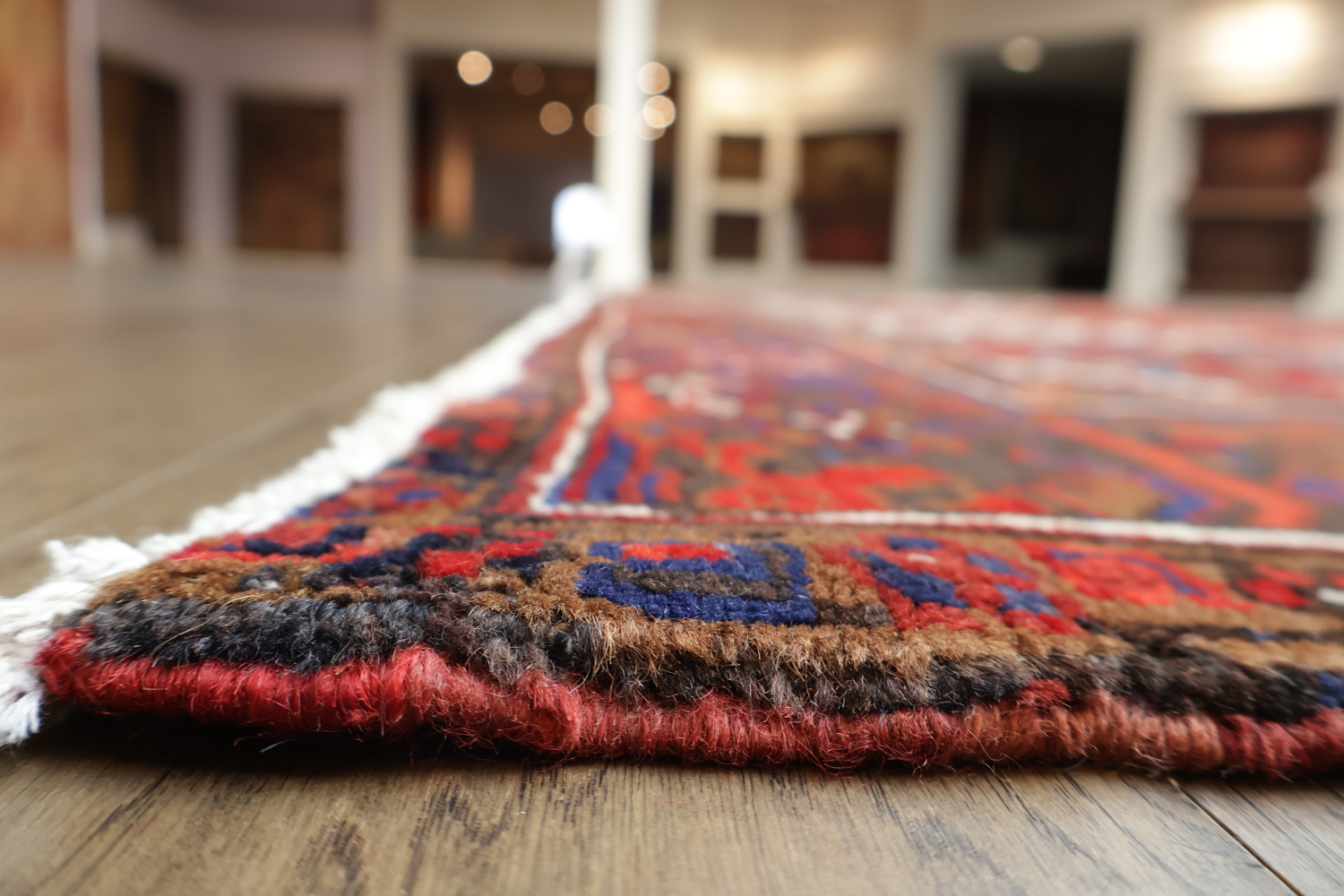Vegetable Dye Geometric Red and Ivory Heriz Persian Area Rug 10x12