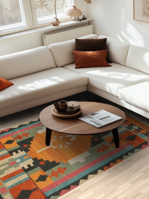 Geometric Kilim Handwoven Area Rug 5x8