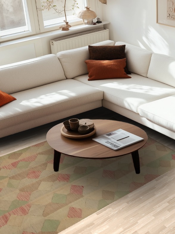 Elegant Pastel Geometric Kilim Area Rug 5x8 for Modern Living Spaces