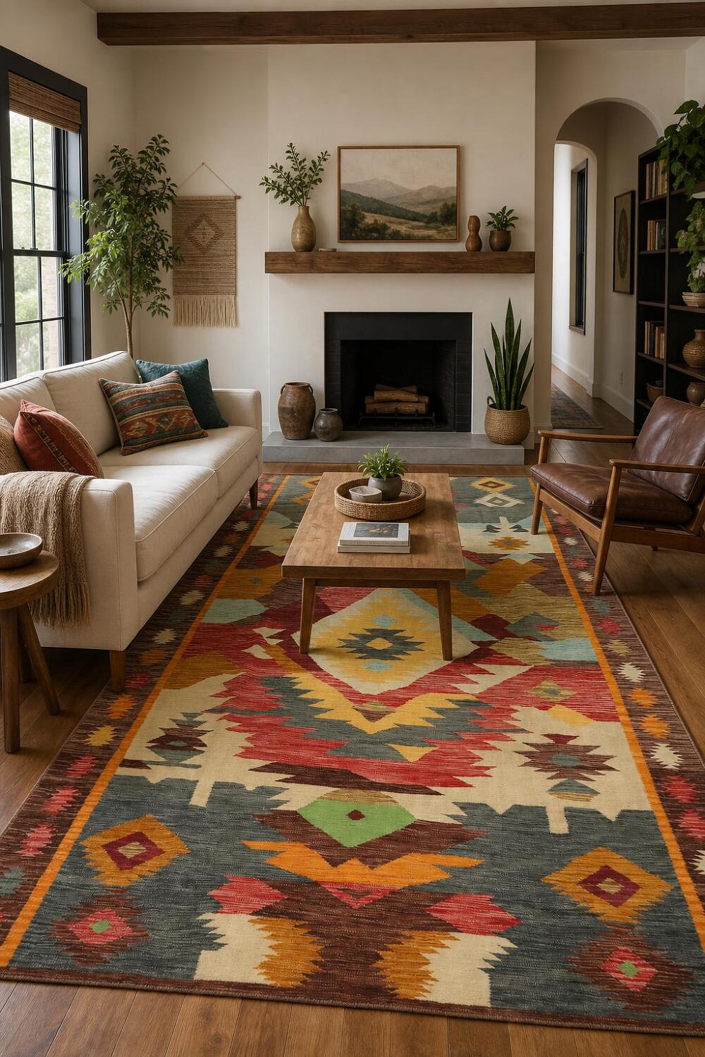Tribal Wool Kilim Vegetable Dye Area Rug 7x10