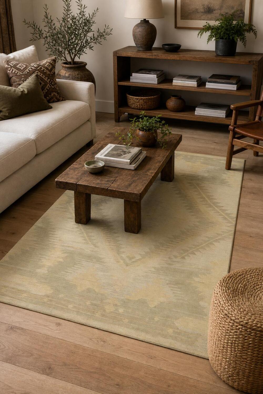 Geometric Kilim Vegetable Dye Area Rug 5x8