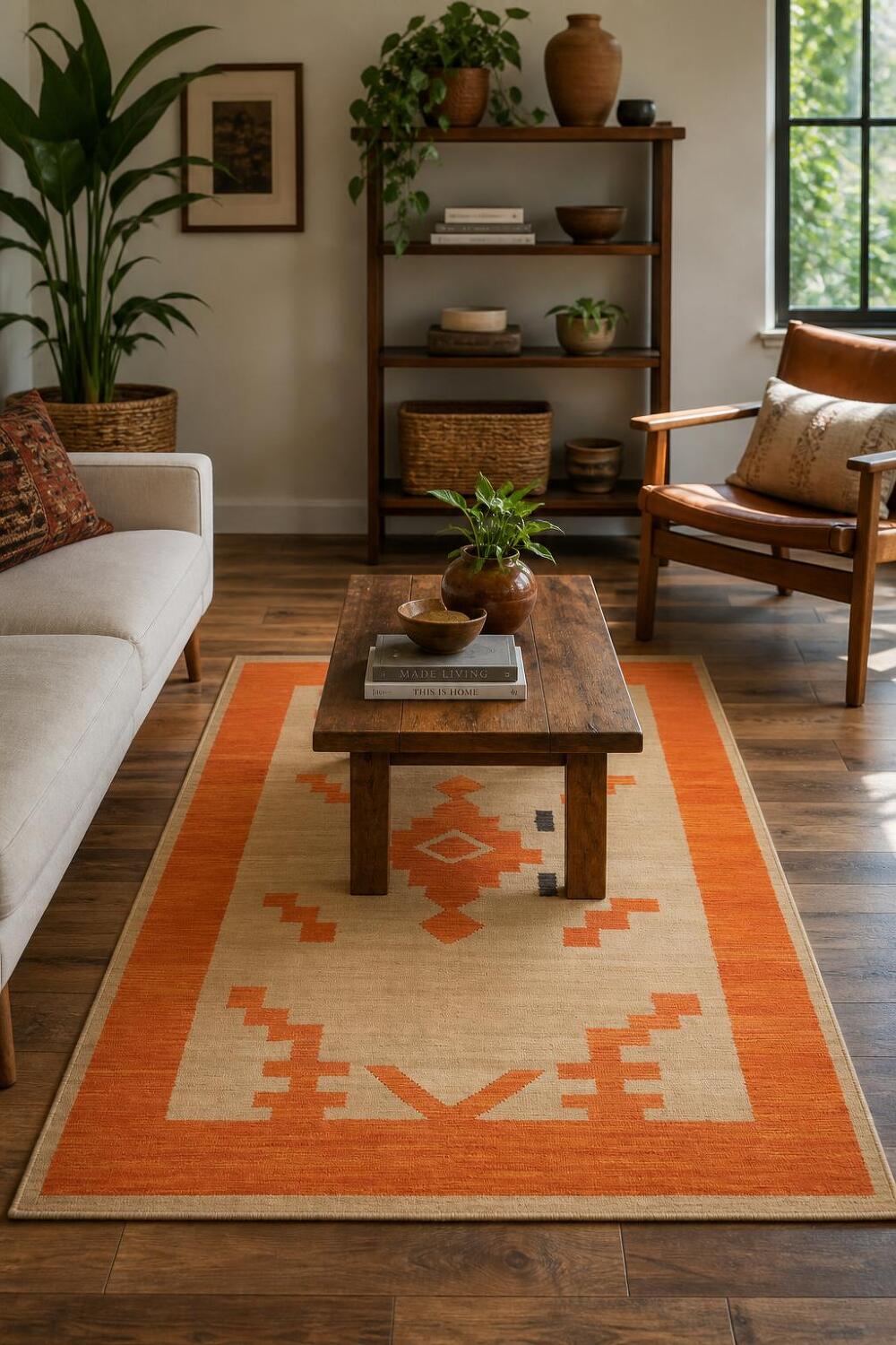 Geometric Kilim Vegetable Dye Area Rug 5x8