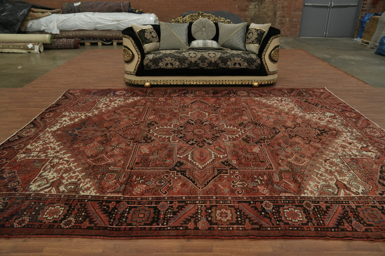 Red Persian Area Rug with Stunning Geometric Symmetry 10x13