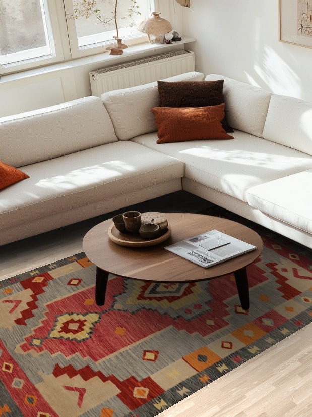 Geometric Kilim Flat Weave Area Rug 5x8