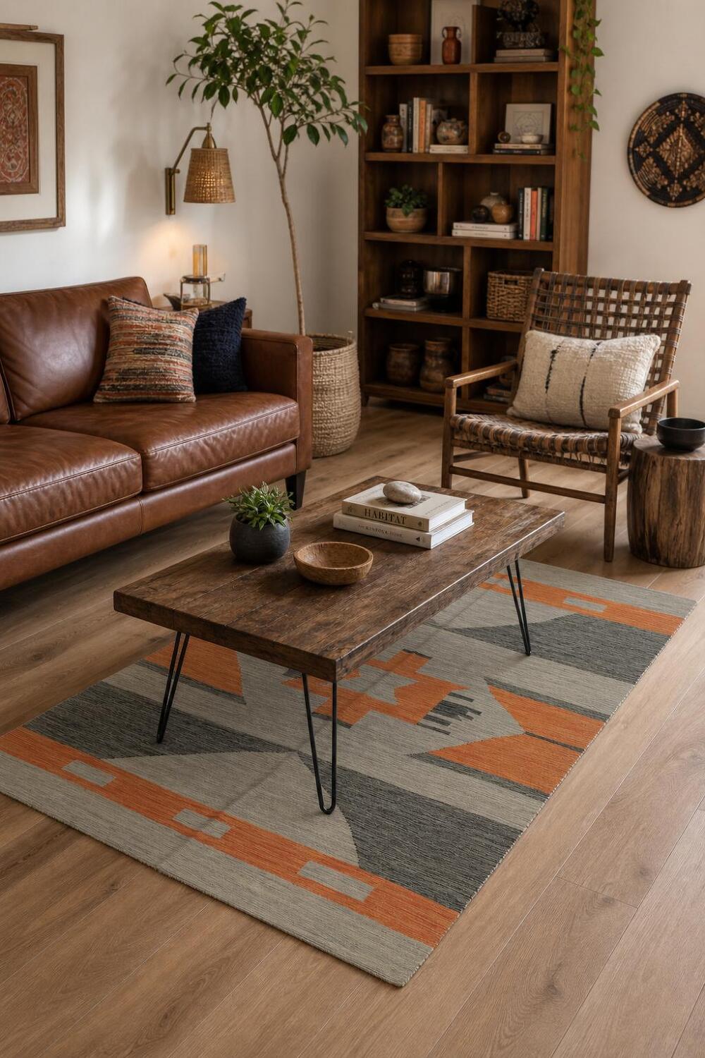 Geometric Kilim Vegetable Dye Rug 5x7