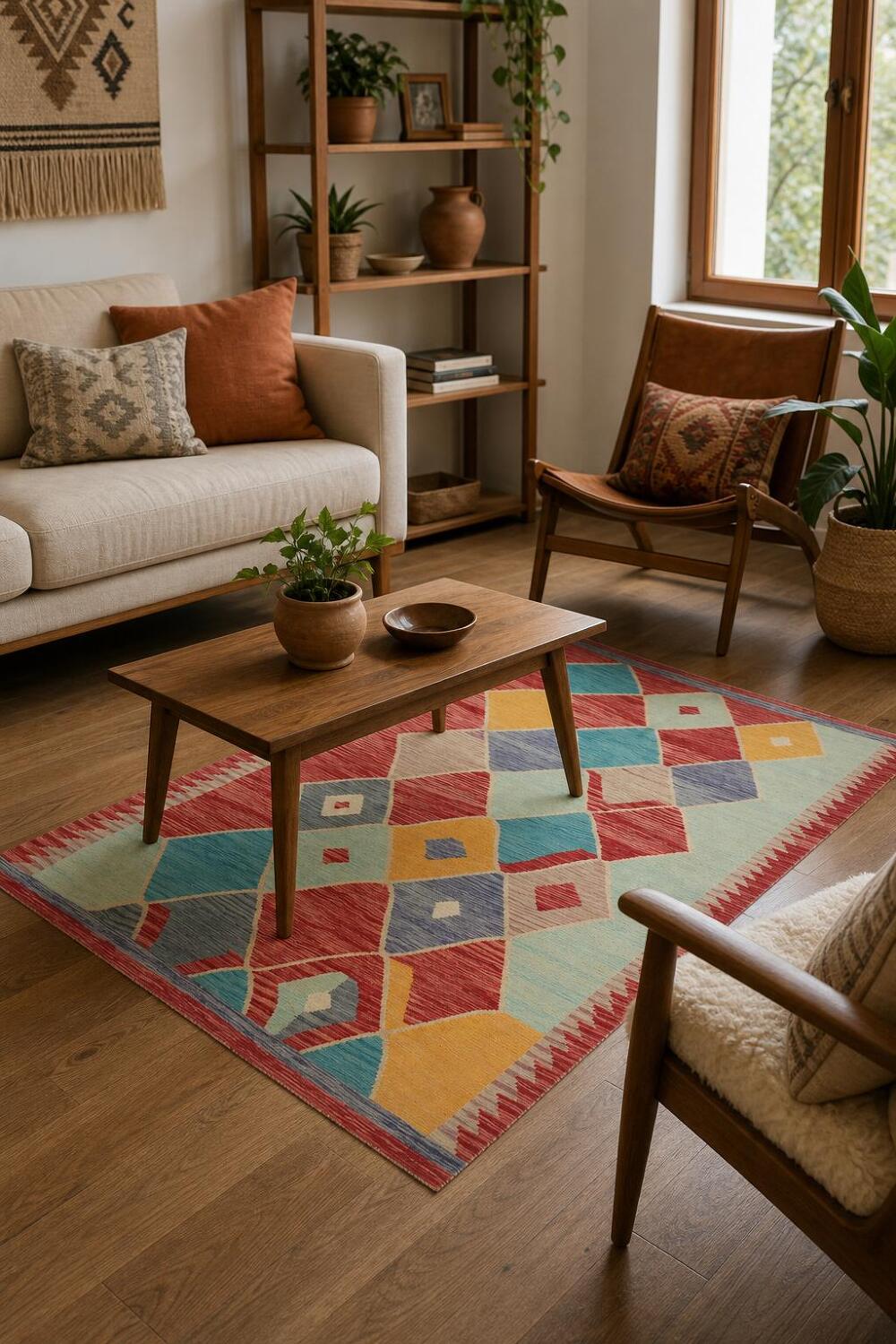 Vegetable Dye Kilim Flat Weave Rug 5x7