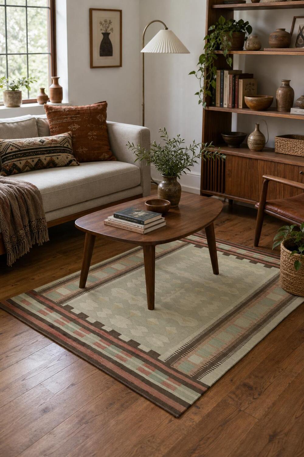 Vegetable Dye Wool Kilim Flat Weave Rug 5x7