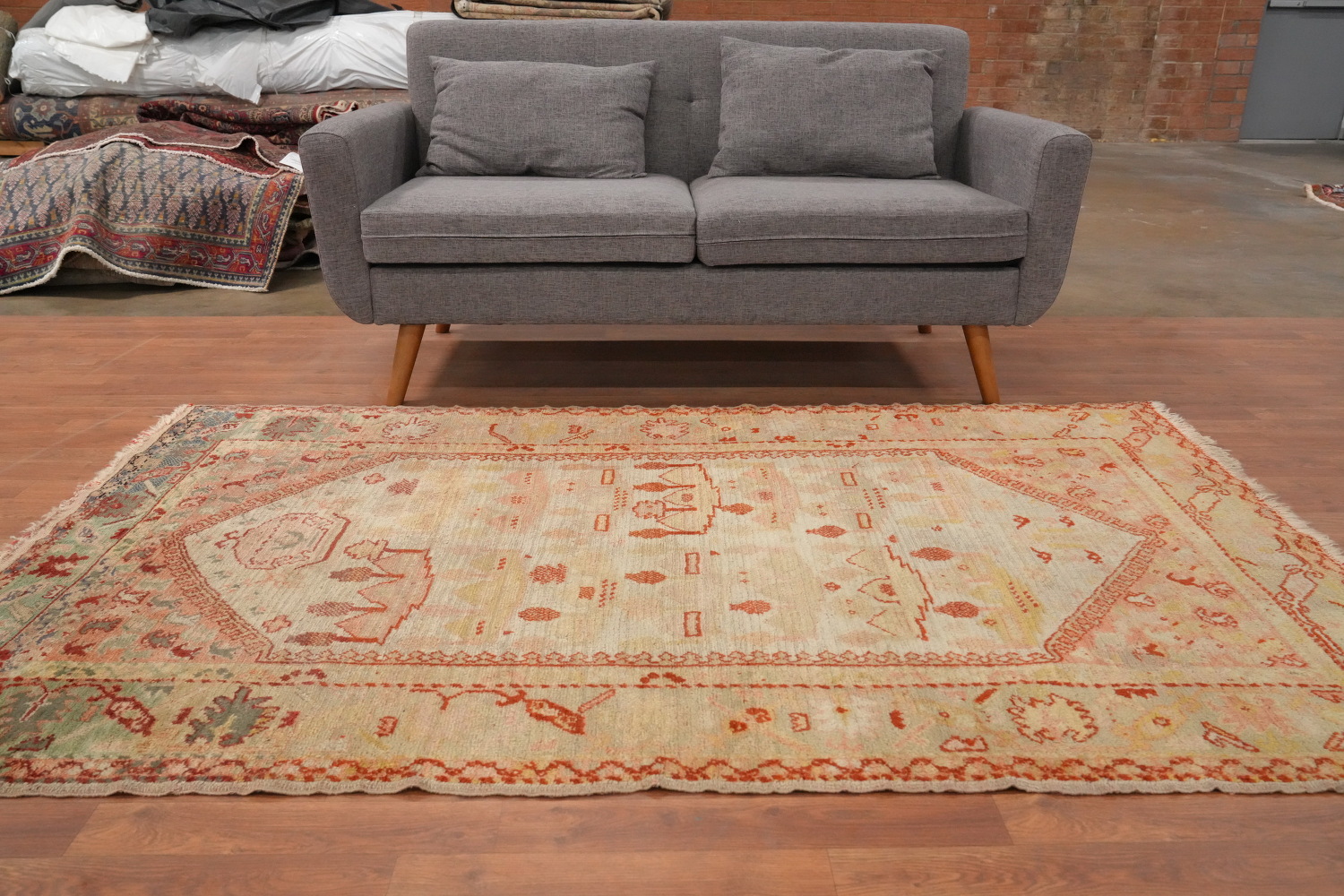 Pre-1900 Antique Oushak Vegetable Dye Rug 4x7