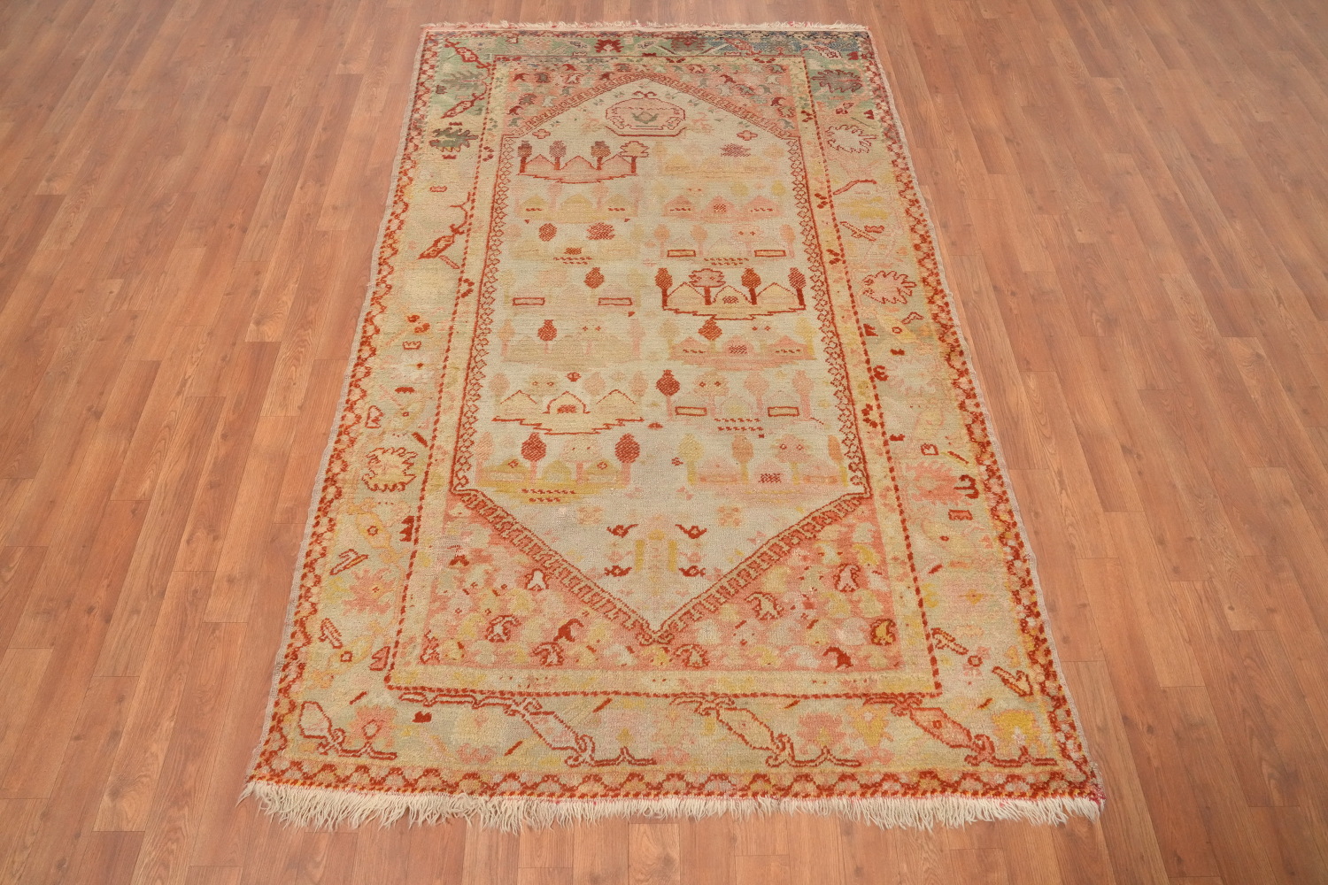 Pre-1900 Antique Oushak Vegetable Dye Rug 4x7