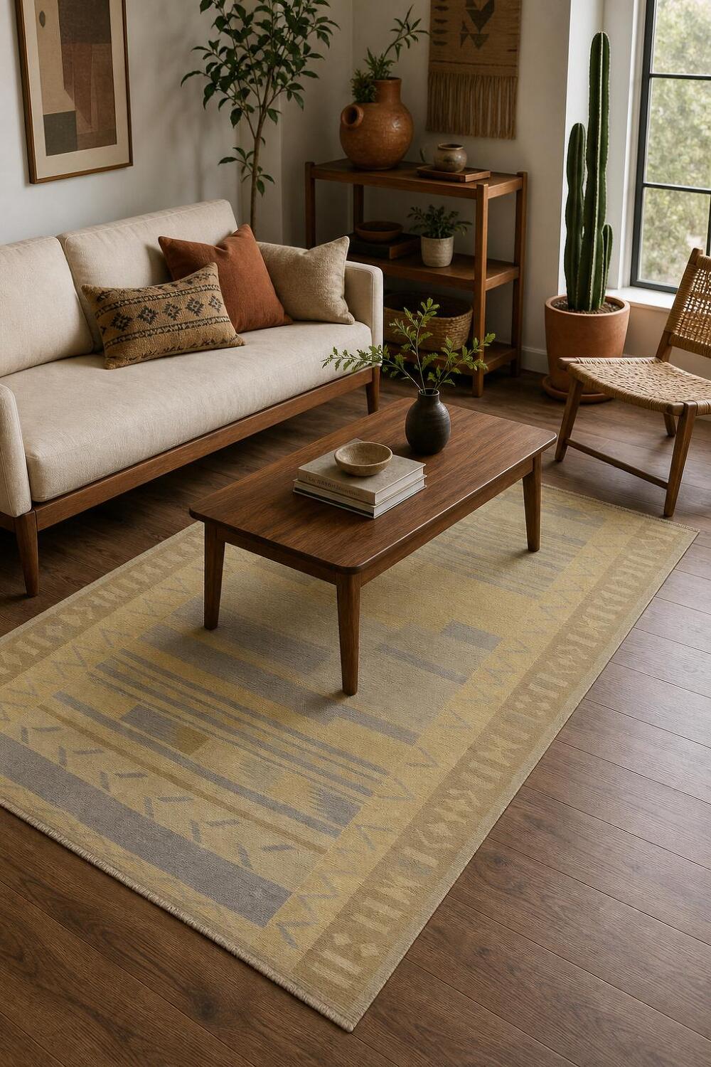 Vegetable Dye Wool Kilim Handwoven Area Rug 5x8