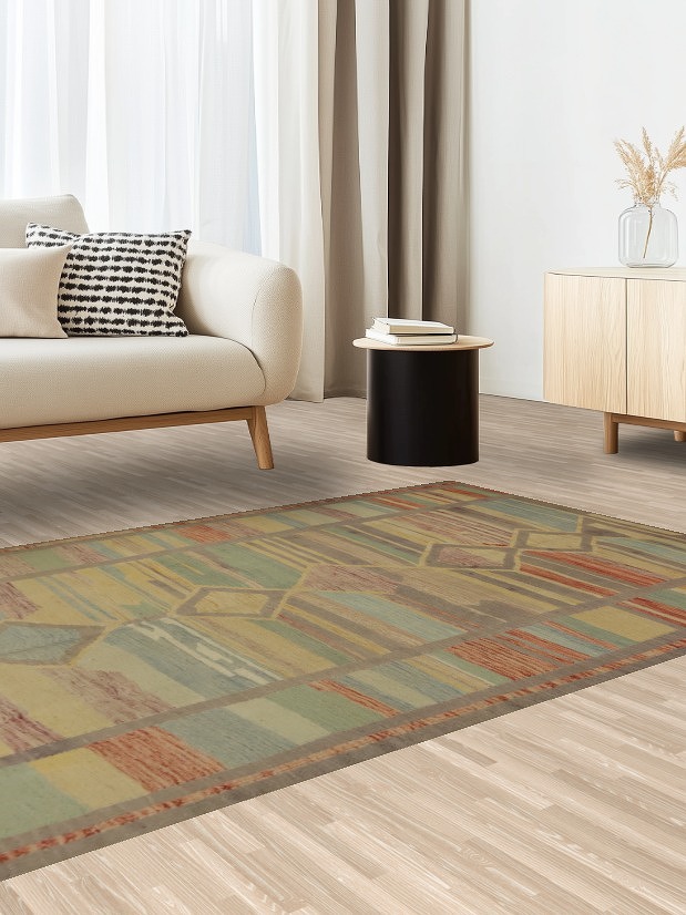 Geometric Kilim Vegetable Dye Rug 5x7
