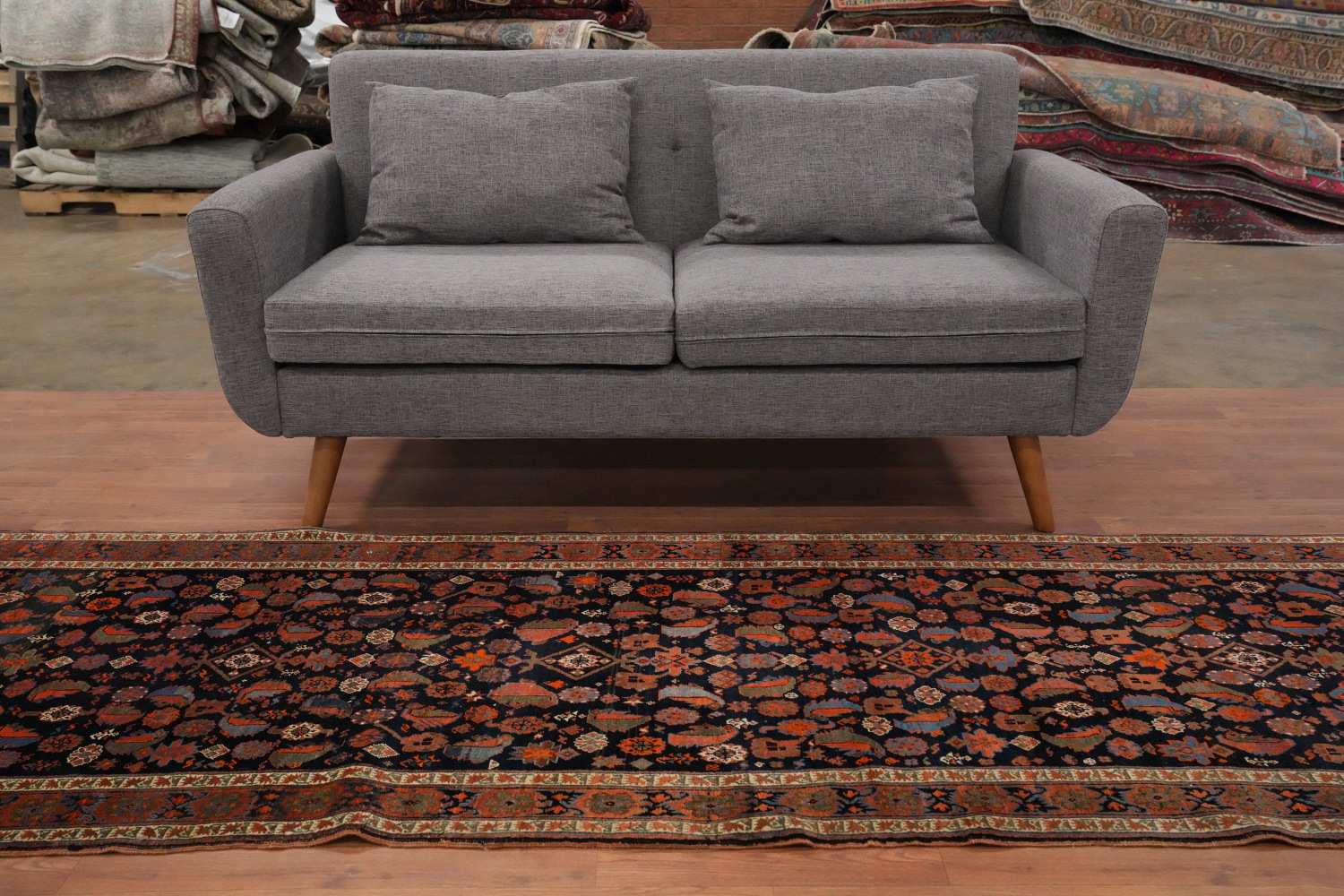 Antique Vegetable Dye Bidjar Persian Runner Rug 3x18