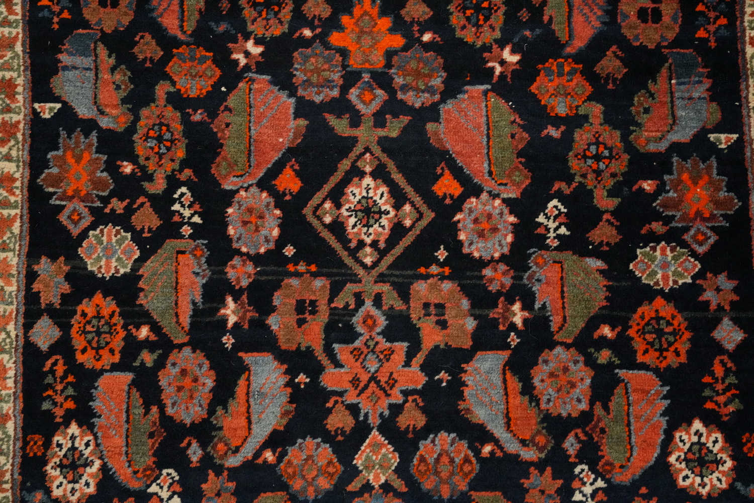 Antique Vegetable Dye Bidjar Persian Runner Rug 3x18