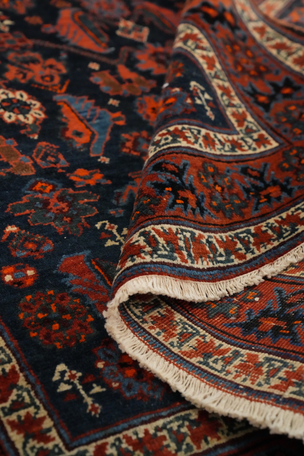 Antique Vegetable Dye Bidjar Persian Runner Rug 3x18