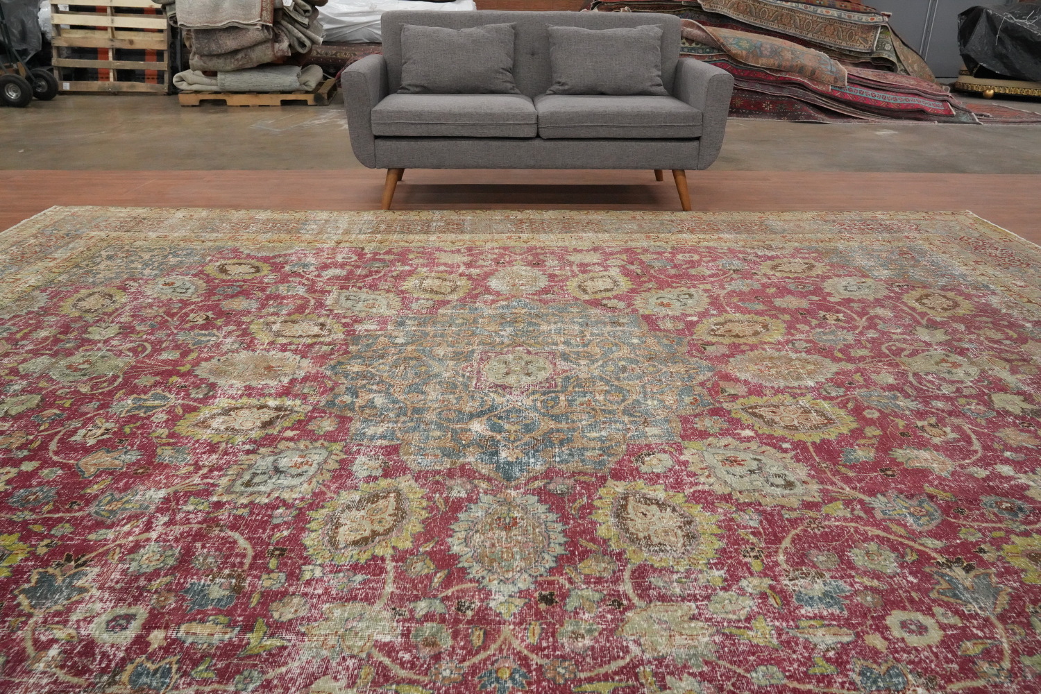 Antique Vegetable Dye Tabriz Persian Large Rug 11x14