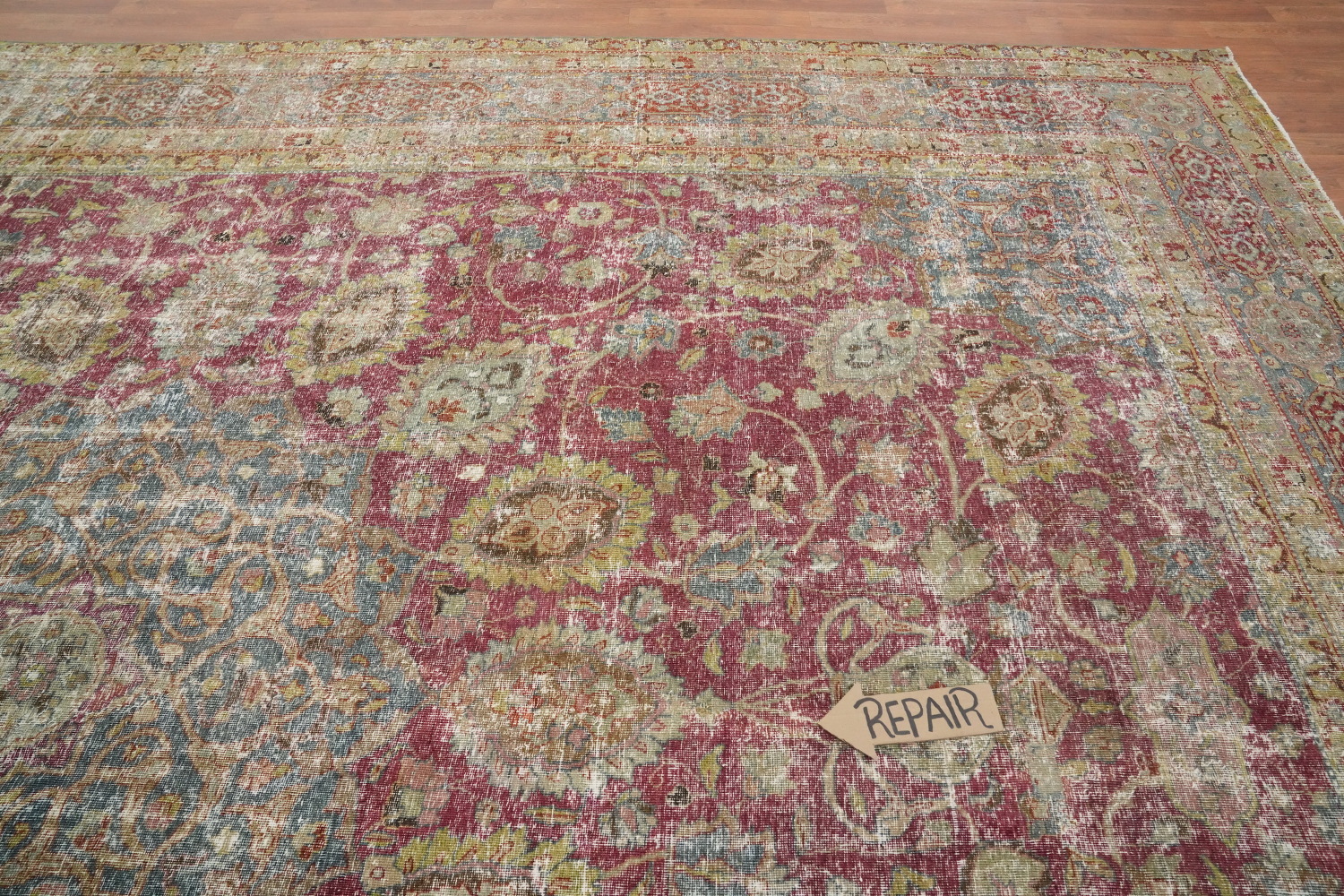 Antique Vegetable Dye Tabriz Persian Large Rug 11x14