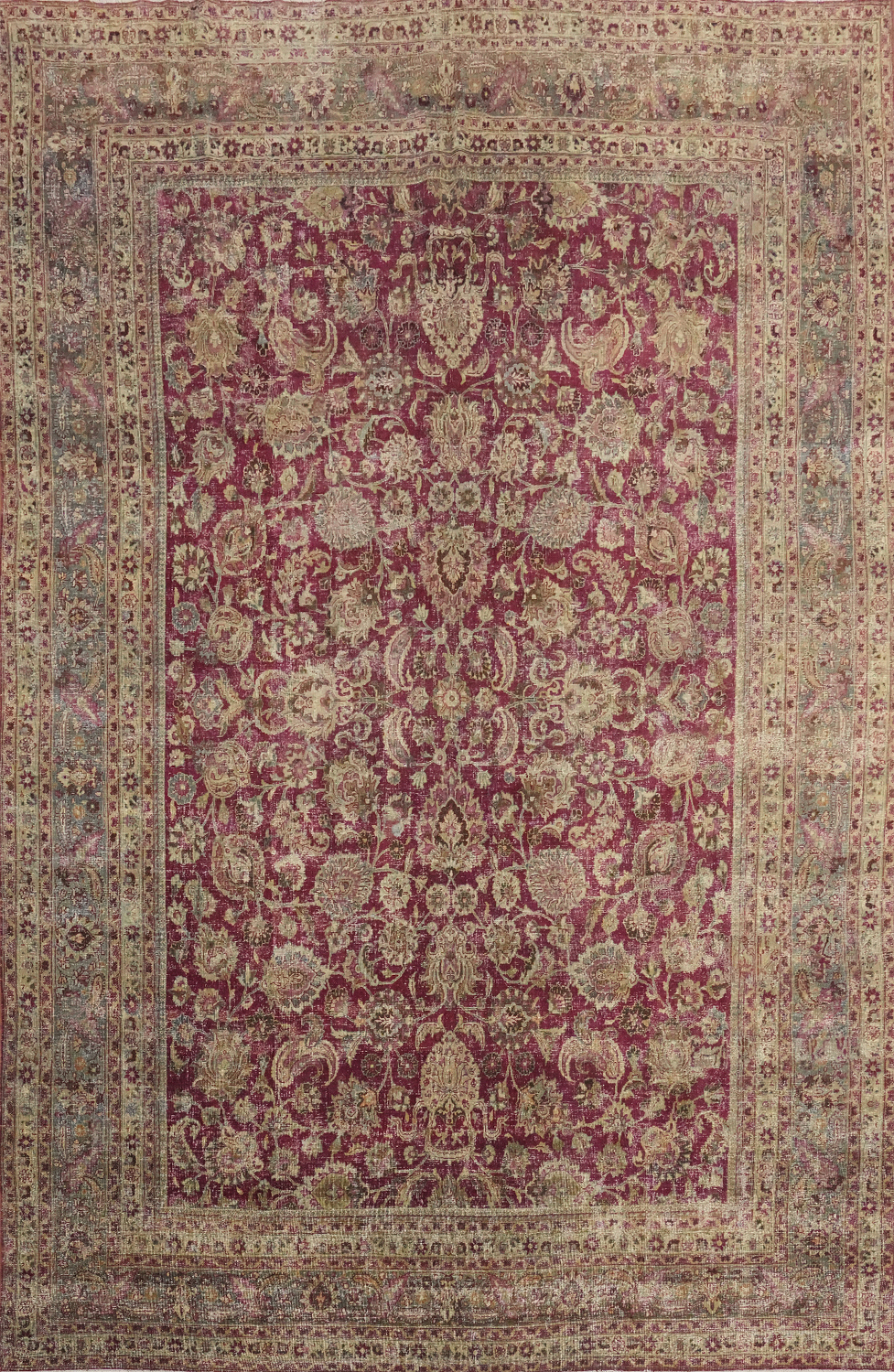 Antique Vegetable Dye Mashad Persian Area Rug 10x13