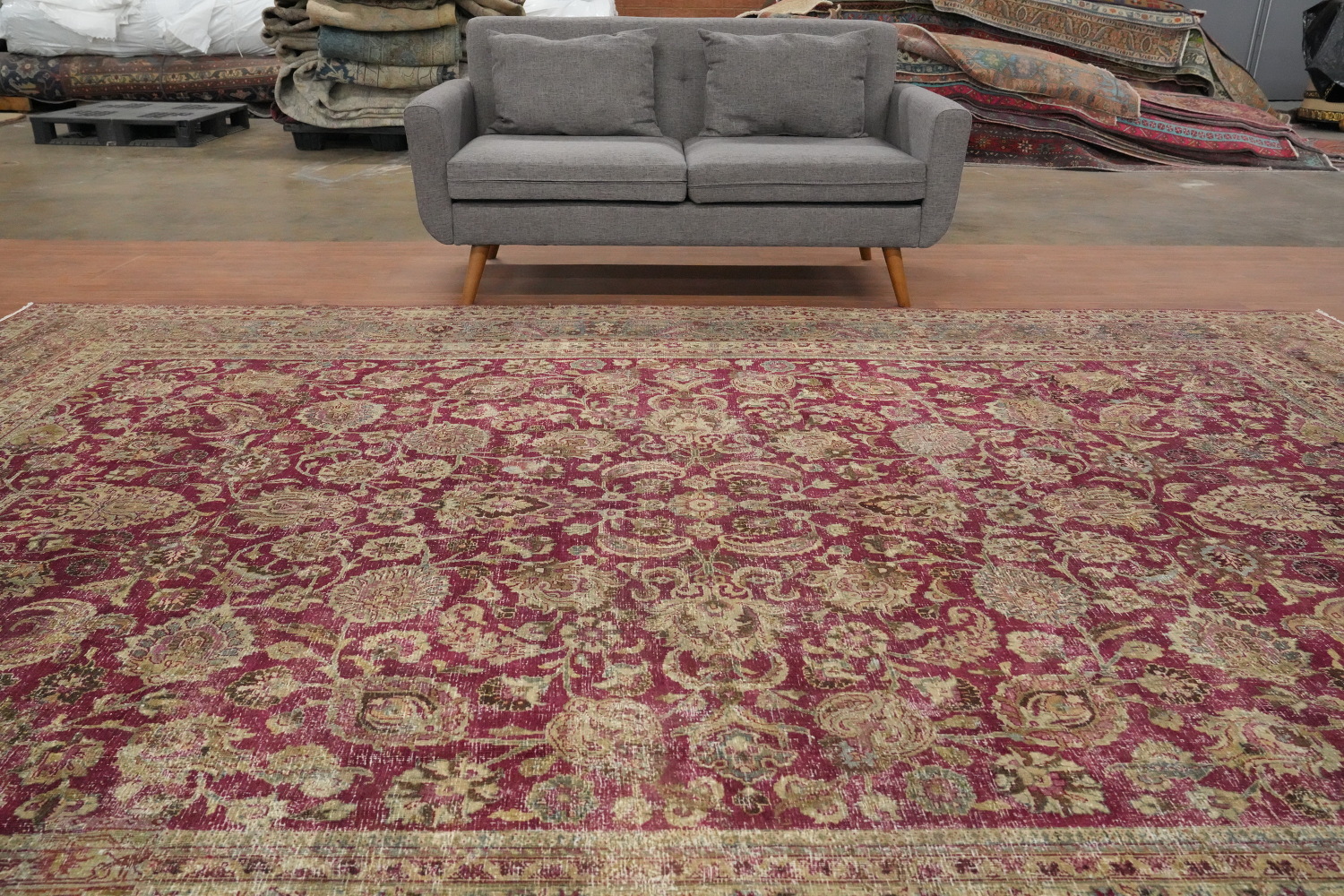 Antique Vegetable Dye Mashad Persian Area Rug 10x13