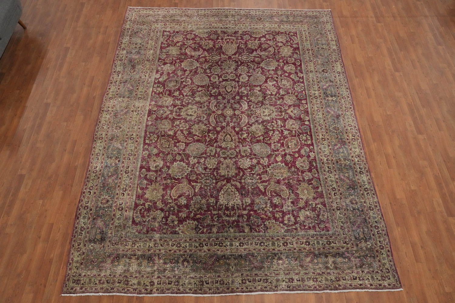 Antique Vegetable Dye Mashad Persian Area Rug 10x13