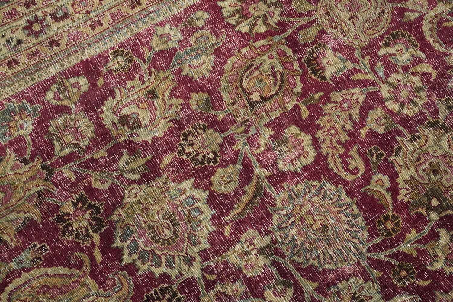 Antique Vegetable Dye Mashad Persian Area Rug 10x13