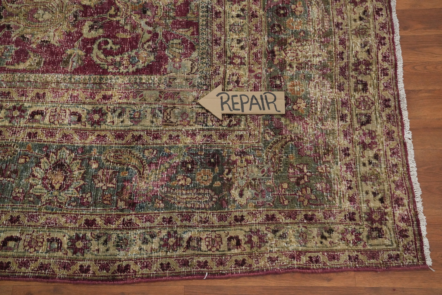 Antique Vegetable Dye Mashad Persian Area Rug 10x13
