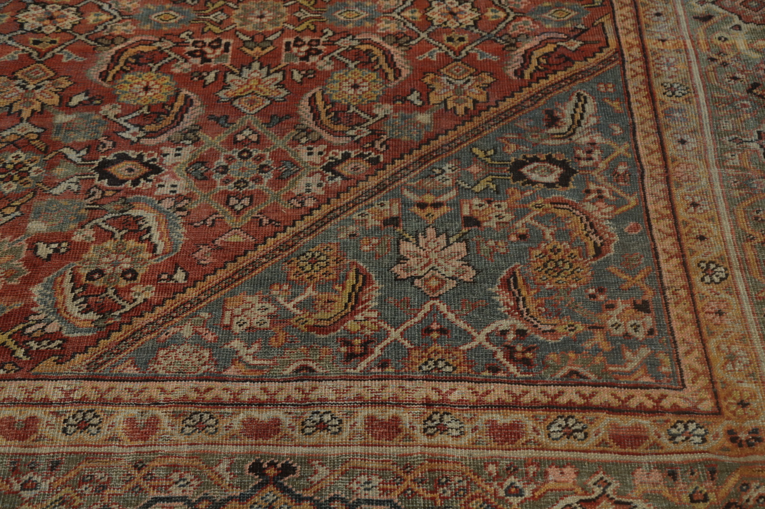Pre-1900 Antique Vegetable Dye Sultanabad Persian Area Rug 10x11