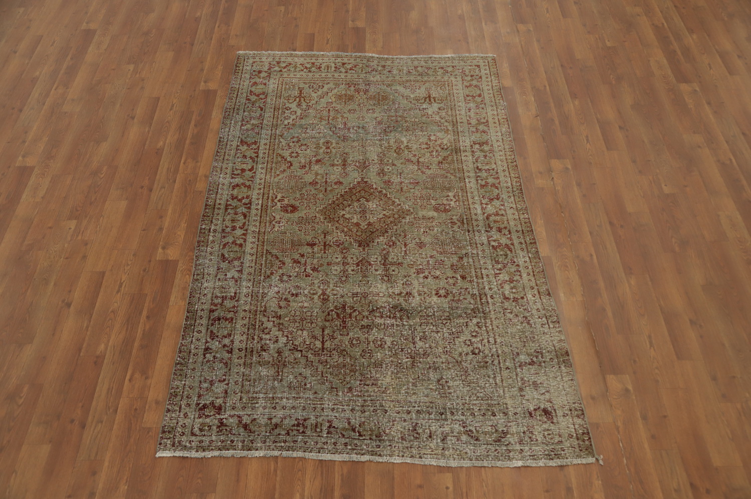 Antique Geometric Tabriz Persian Rug 4x7