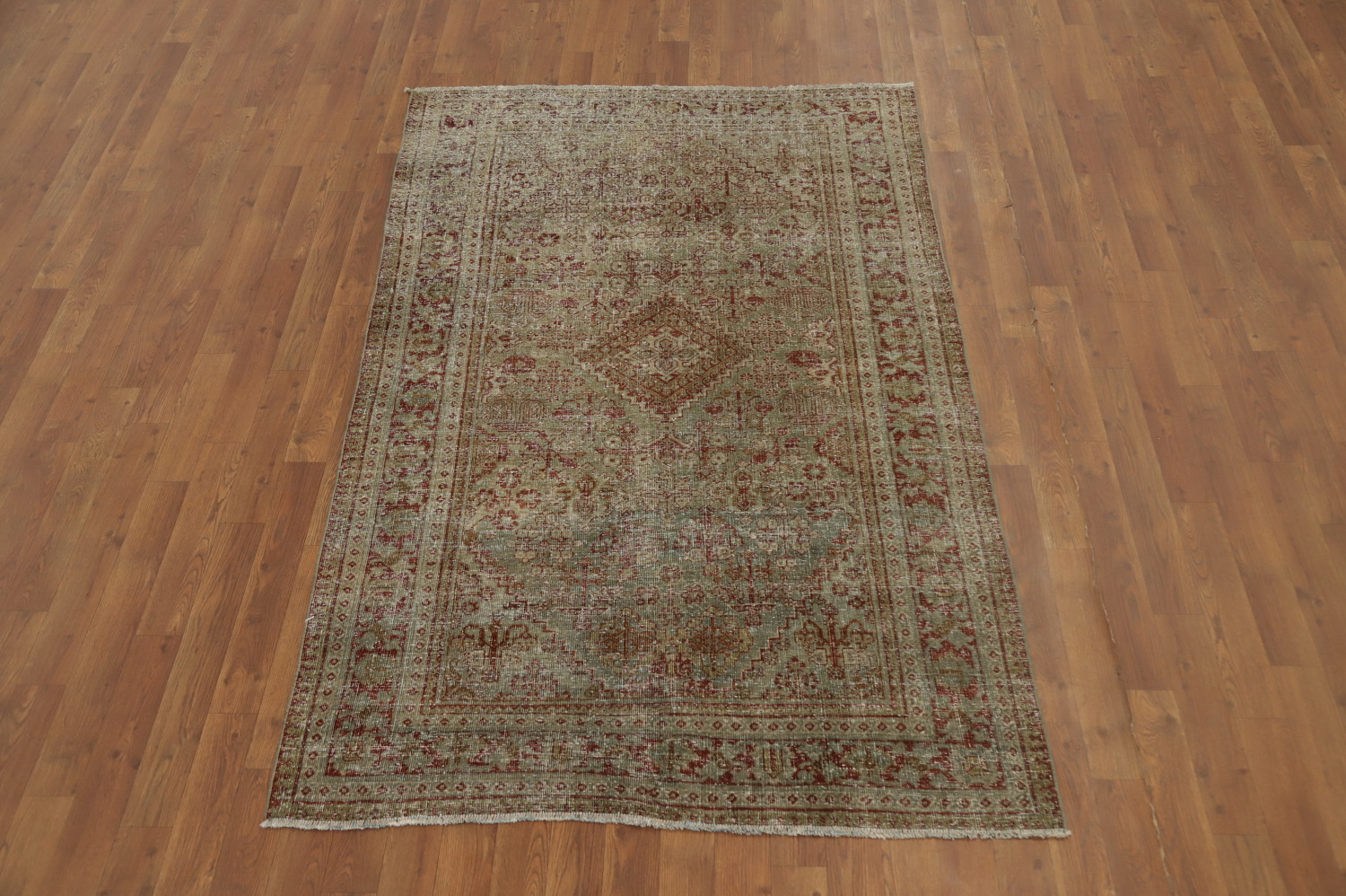 Antique Geometric Tabriz Persian Rug 4x7