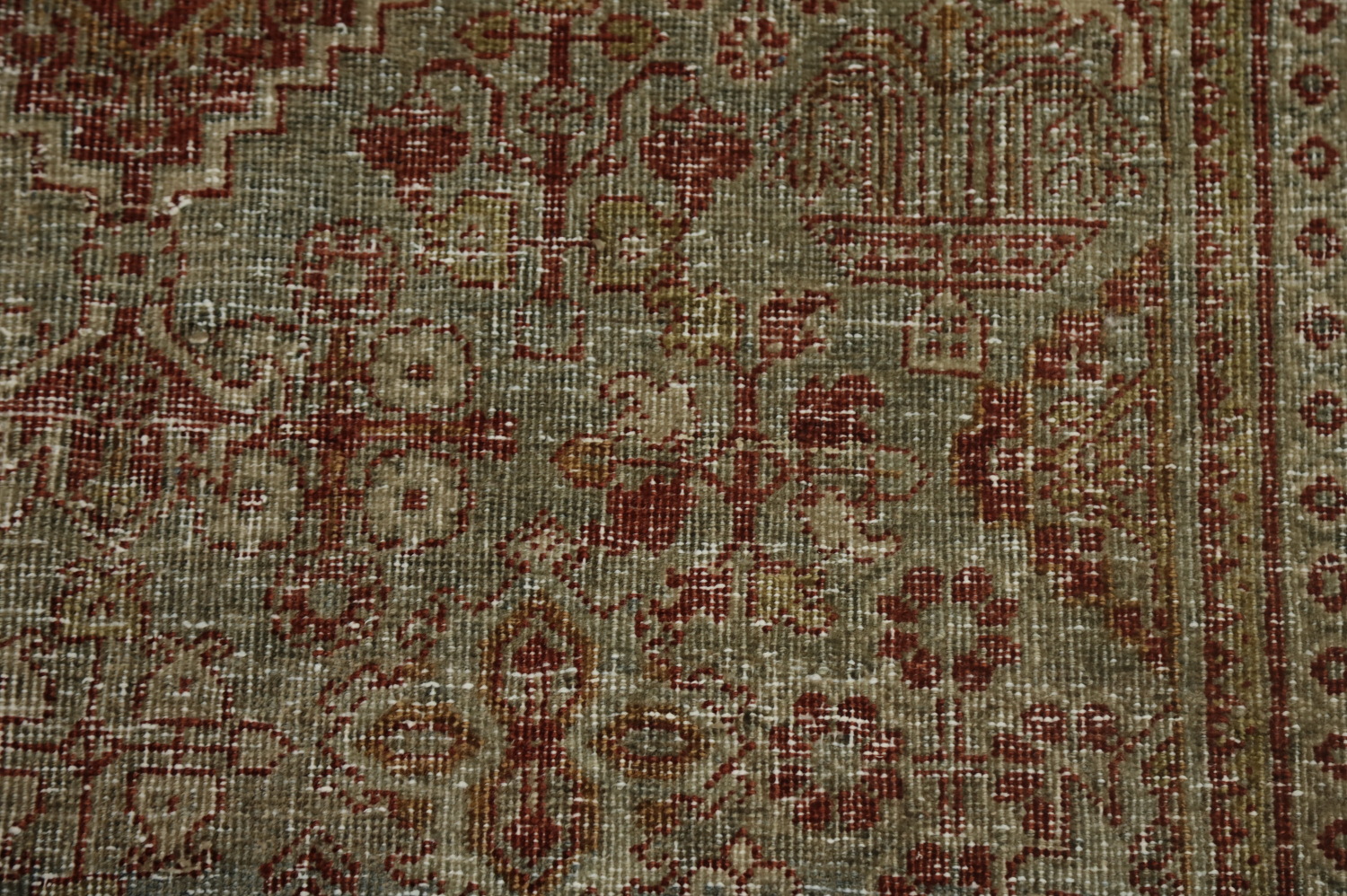 Antique Geometric Tabriz Persian Rug 4x7