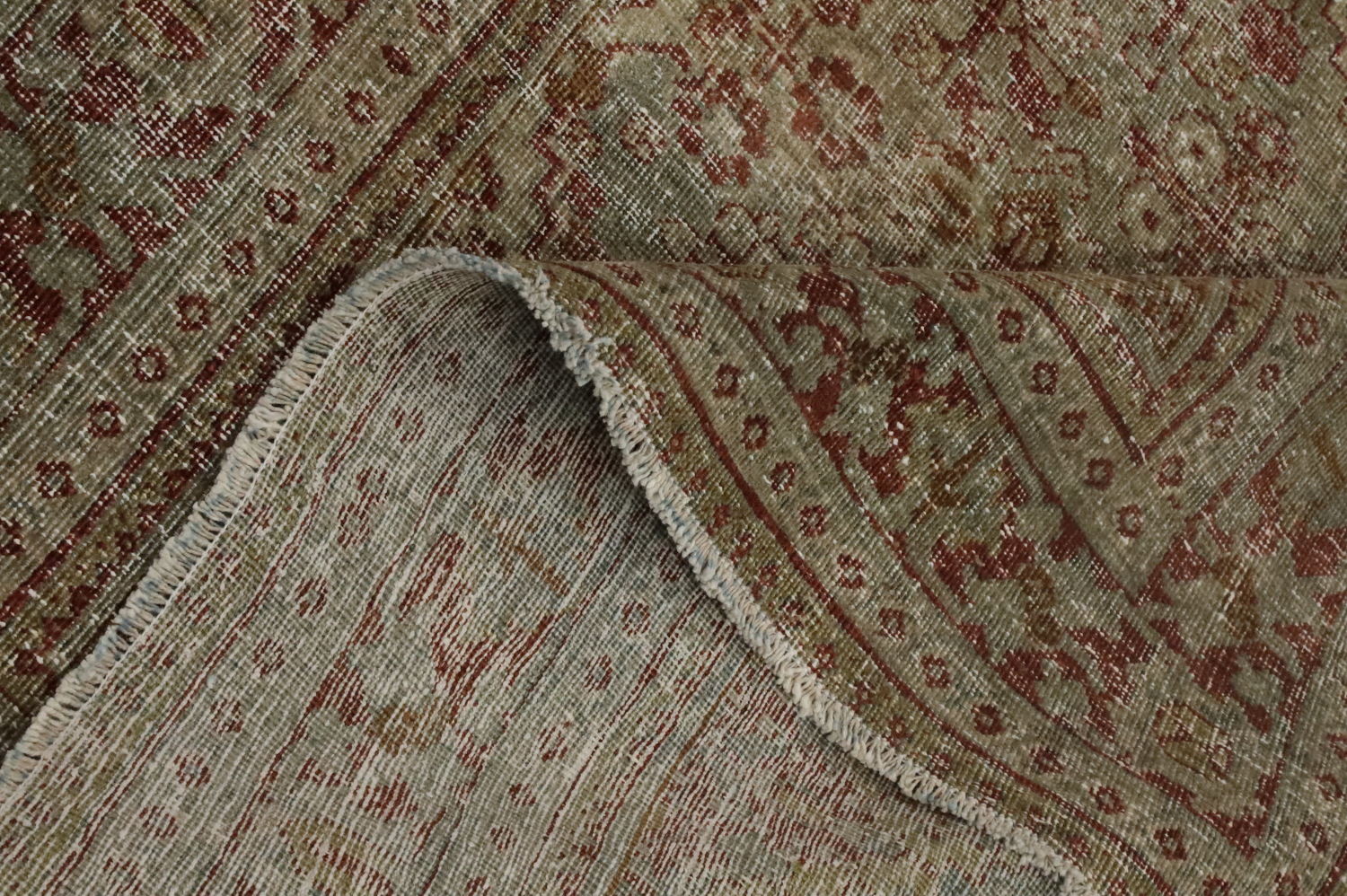 Antique Geometric Tabriz Persian Rug 4x7